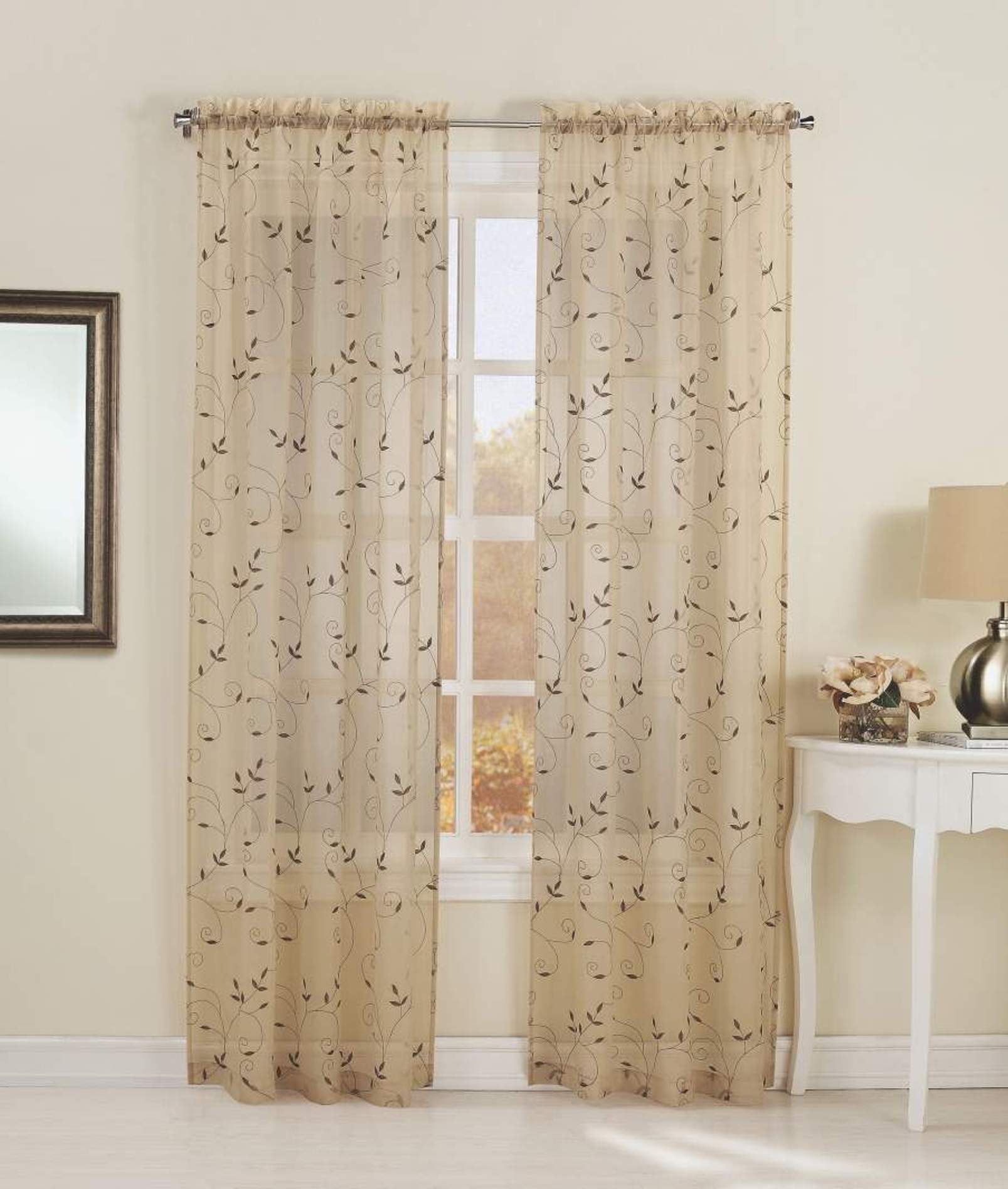 Essential Home Alex Embroidered Sheer Voile Window Panel