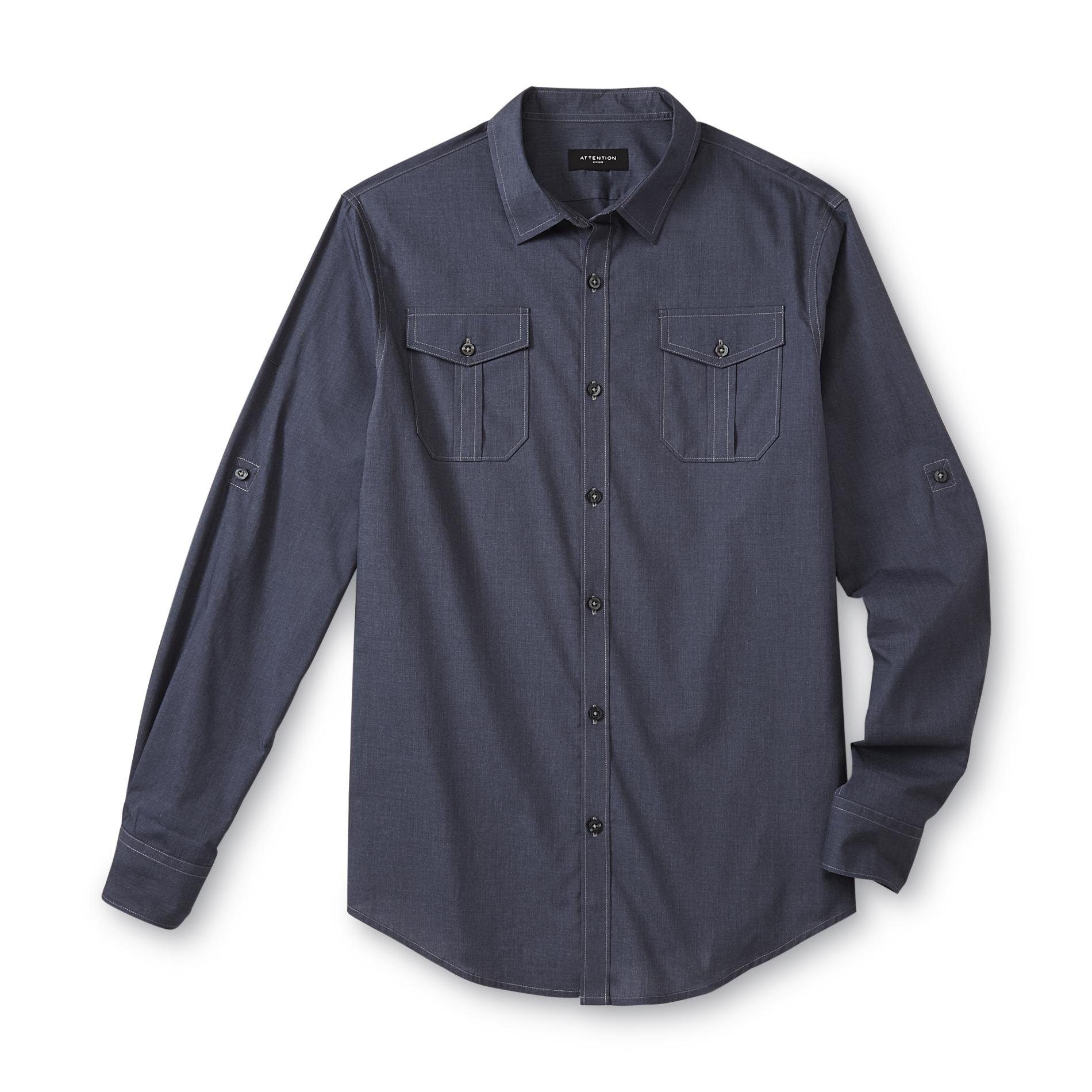 Attention Men's Collared Long-Sleeve Shirt
