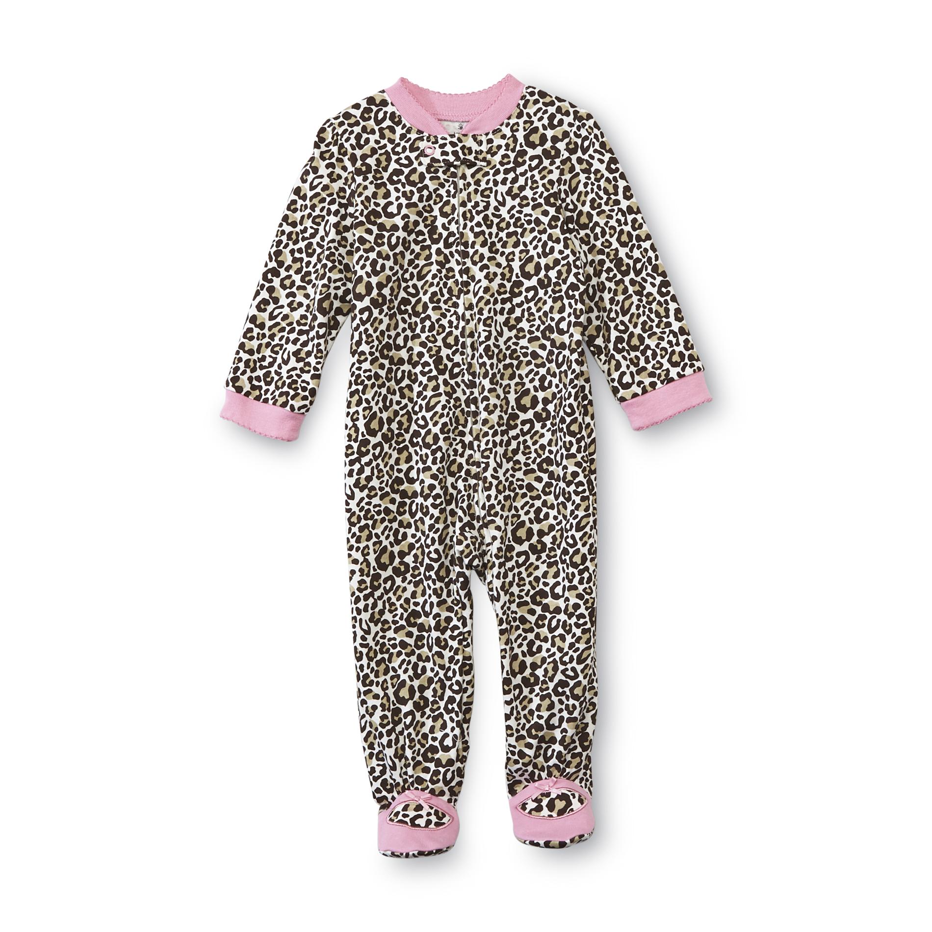 Small Wonders Newborn Girl's Knit Footed Sleeper - Leopard