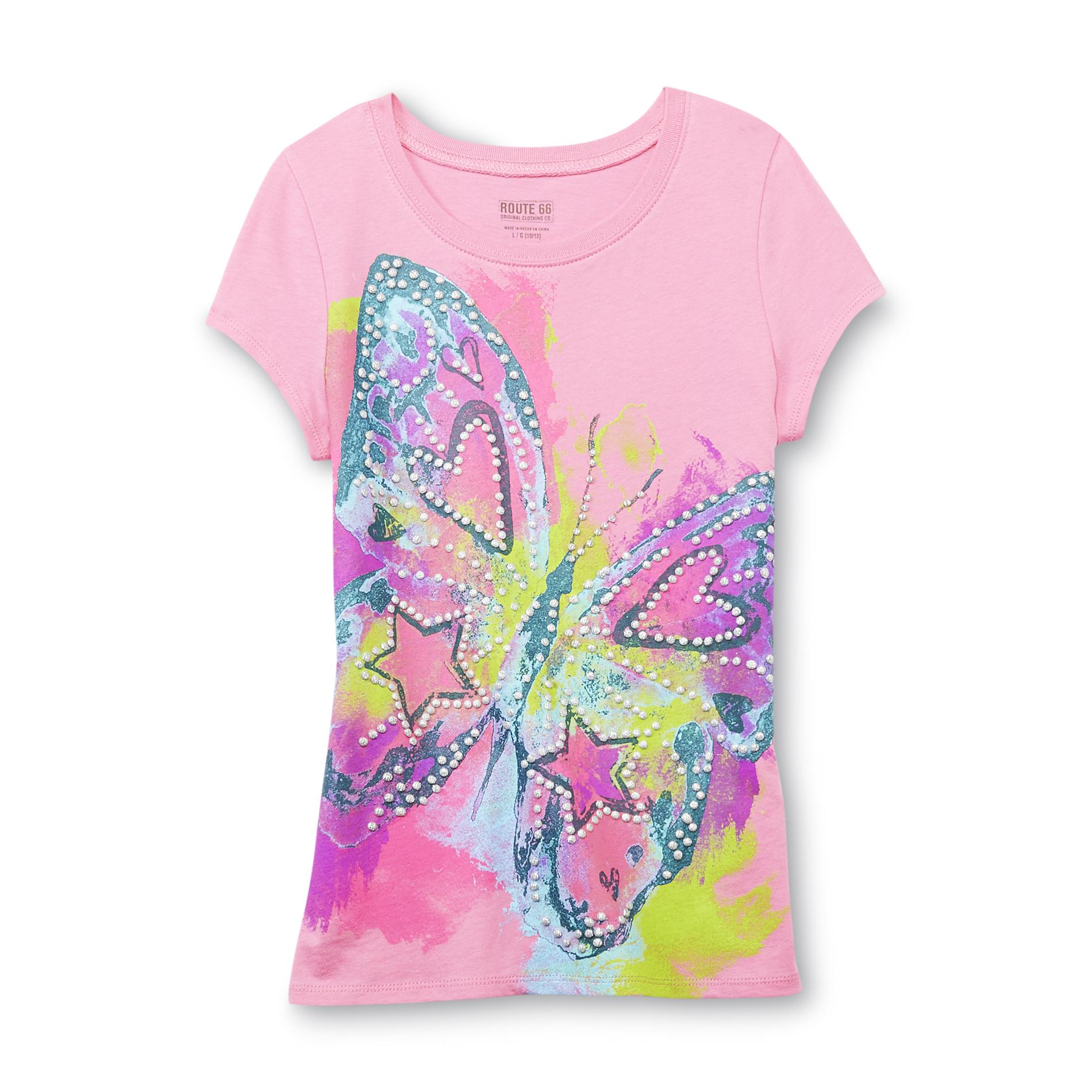 Route 66 Girl's Graphic T-Shirt - Butterfly
