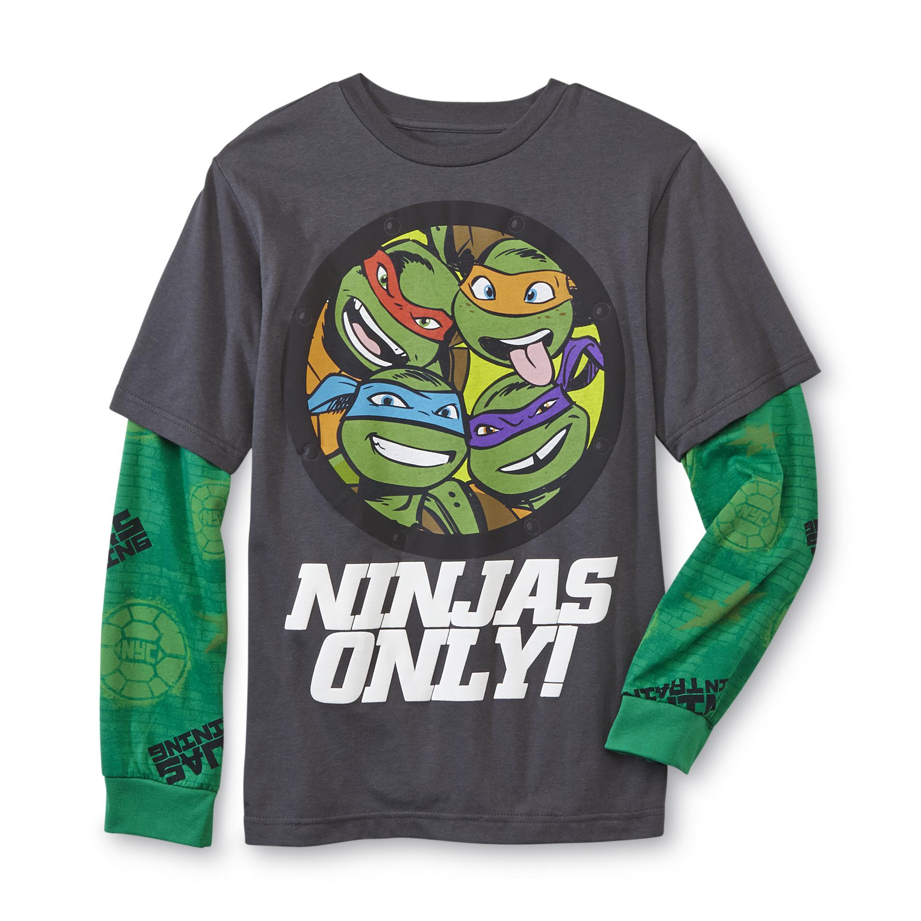Nickelodeon Teenage Mutant Ninja Turtles Boy's Layered-Look Graphic T-Shirt - Ninjas Only