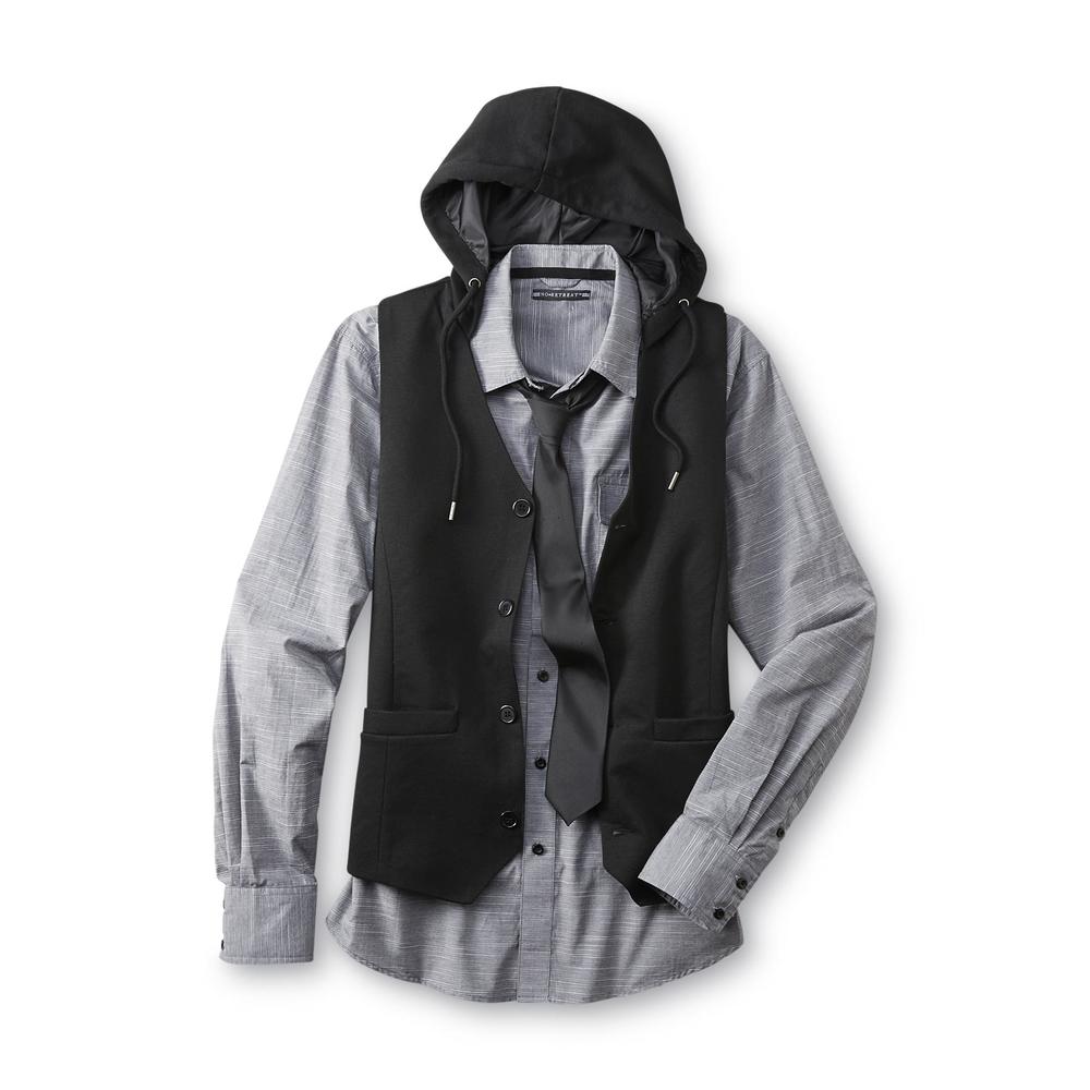Young Men's Shirt  Necktie & Hooded Vest