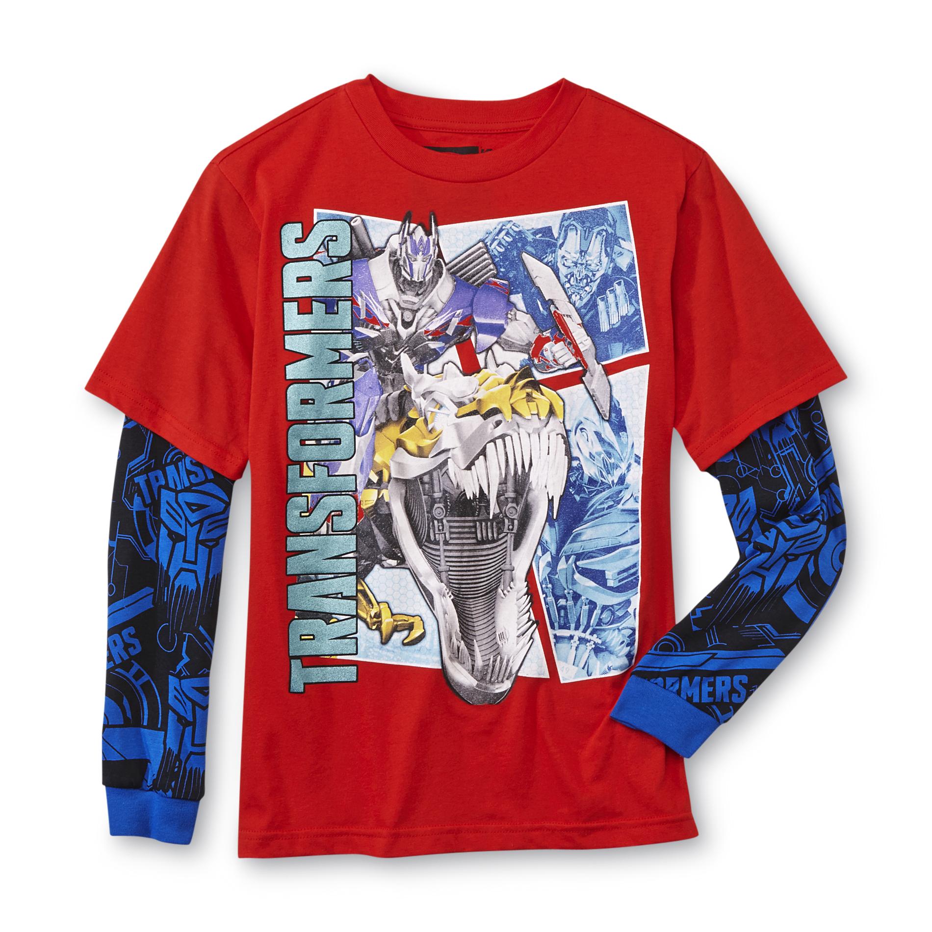Transformers Boy's Layered-Look Graphic T-Shirt