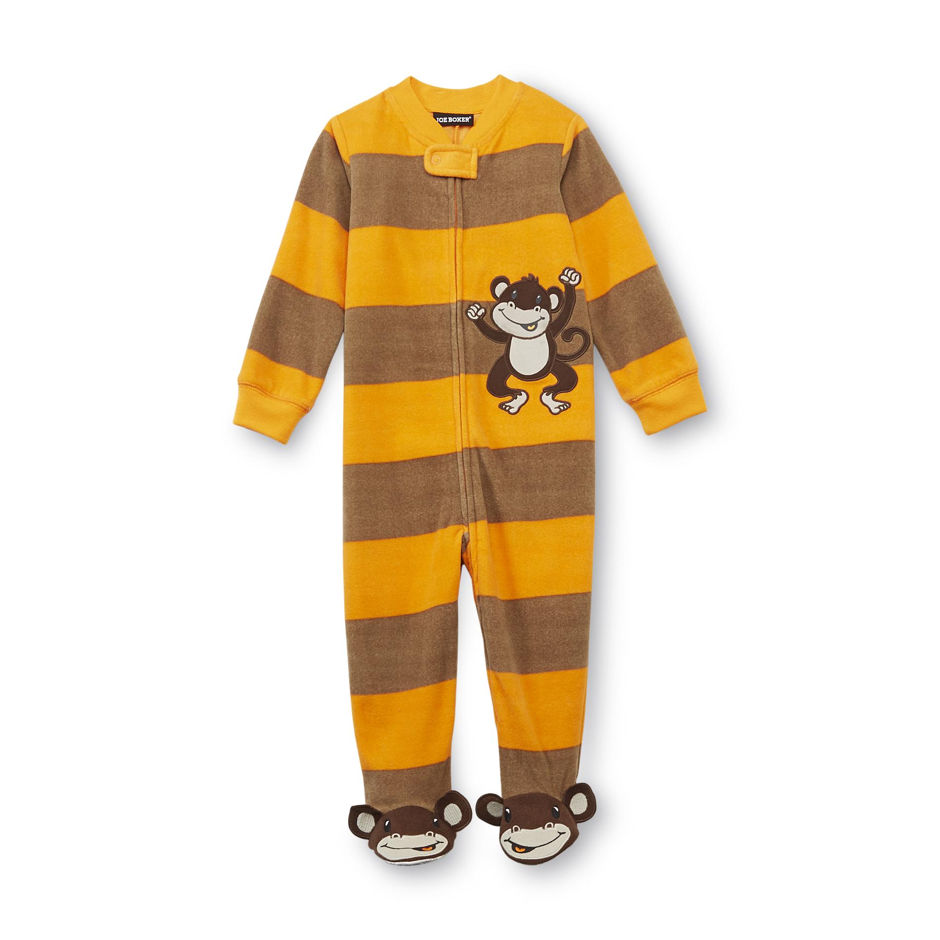 Joe Boxer Infant & Toddler Boy's Footed Fleece Sleeper - Monkey & Striped