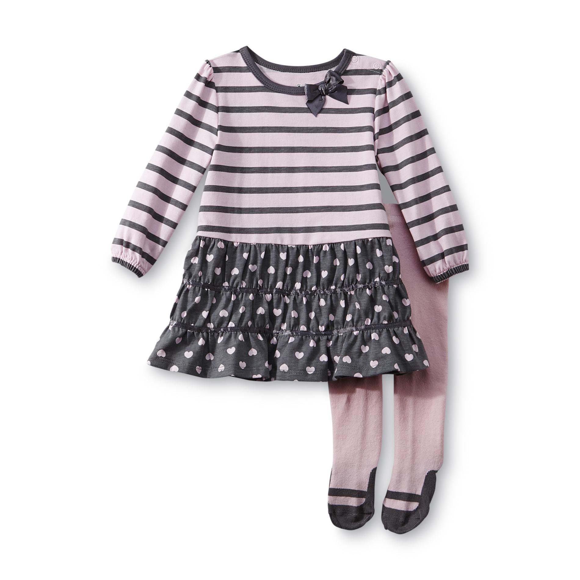 Small Wonders Newborn Girl's Dress & Tights - Striped