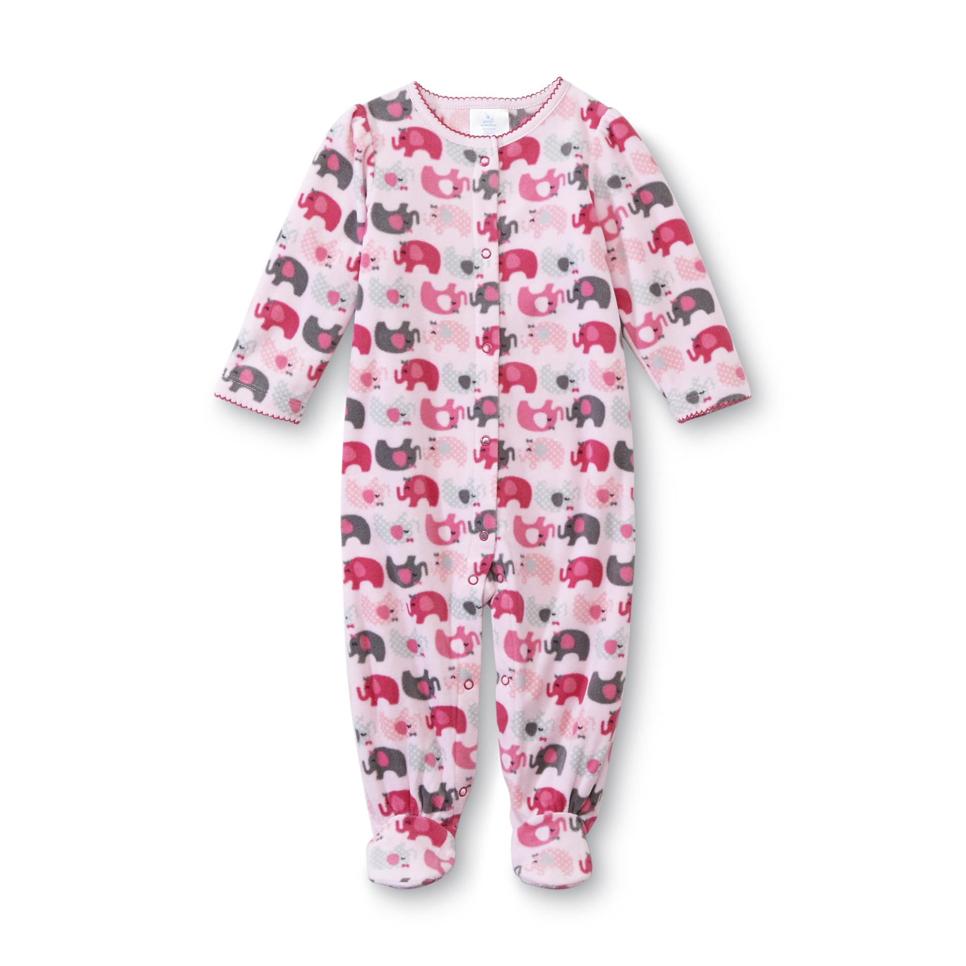 Small Wonders Newborn Girl's Footed Pajamas - Elephant