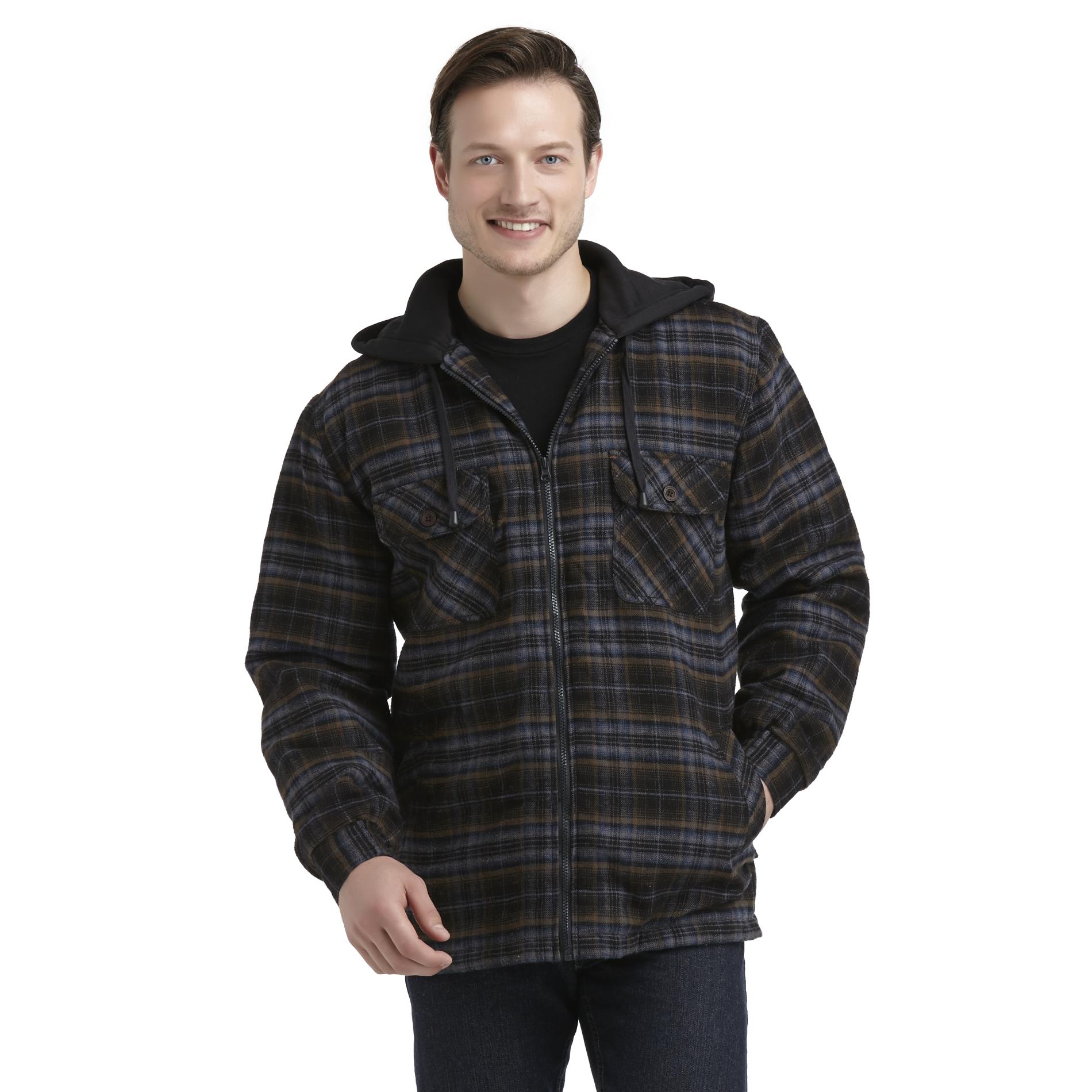 Northwest Territory Men's Hooded Faux SherpaLined Flannel Jacket