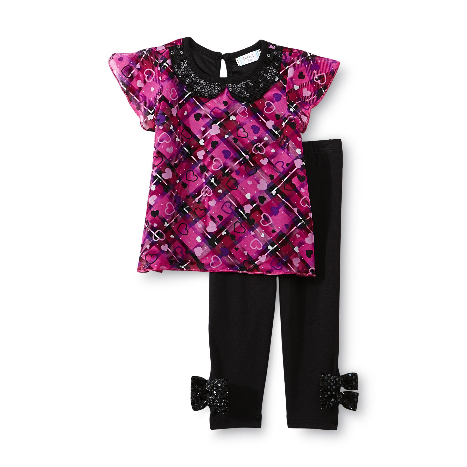 Piper Baby Infant Girl's Top & Leggings - Plaid Hearts