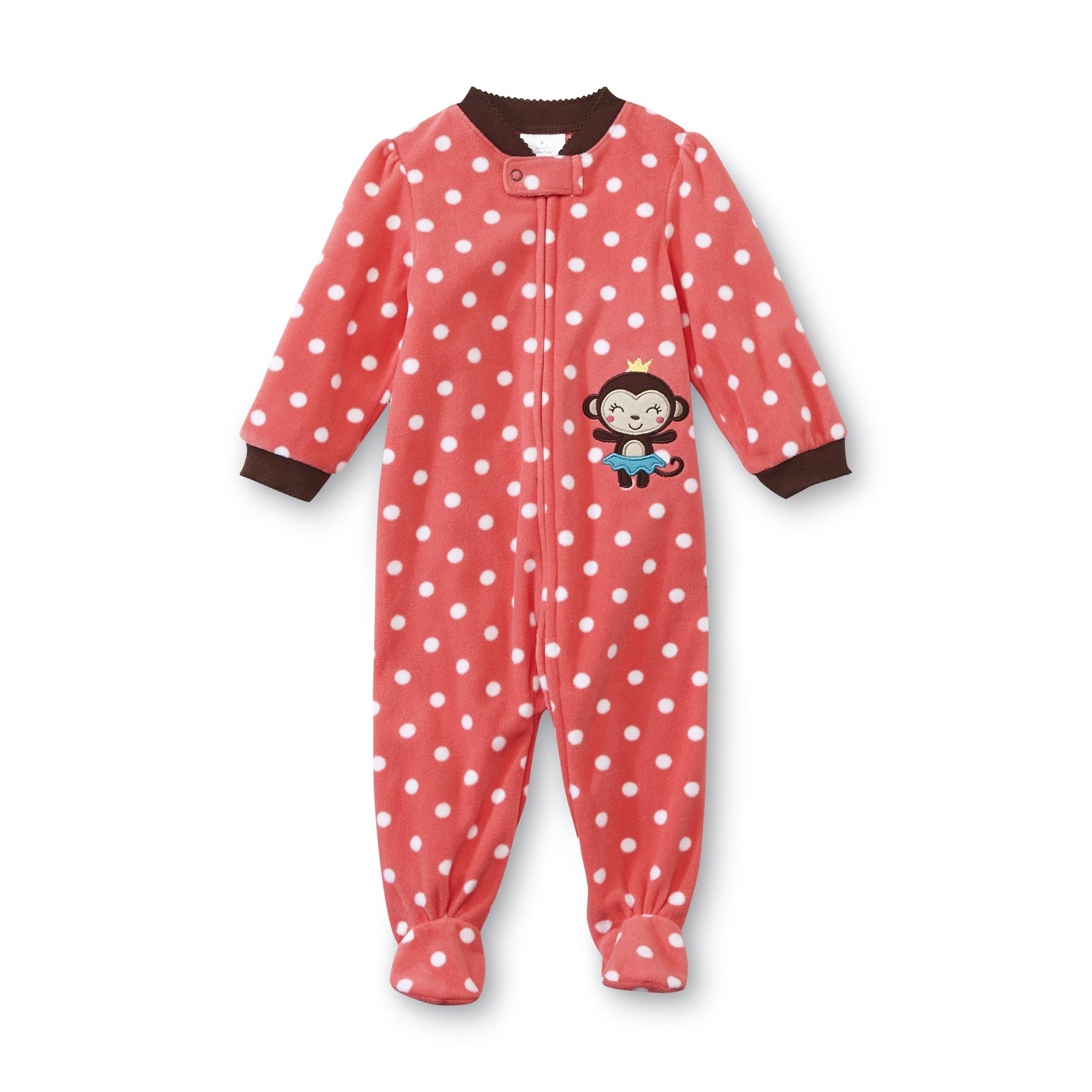 Small Wonders Newborn Girl's Footed Pajamas - Monkey Princess