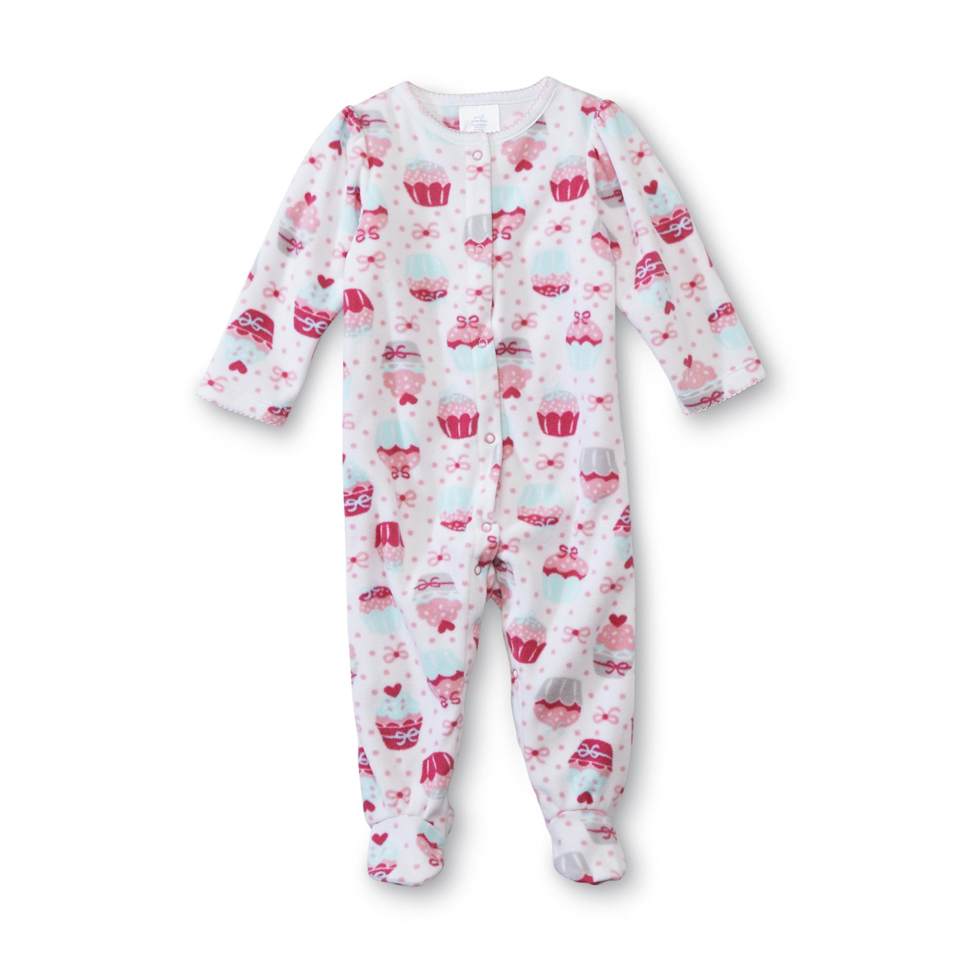 Small Wonders Newborn Girl's Footed Pajamas - Cupcake