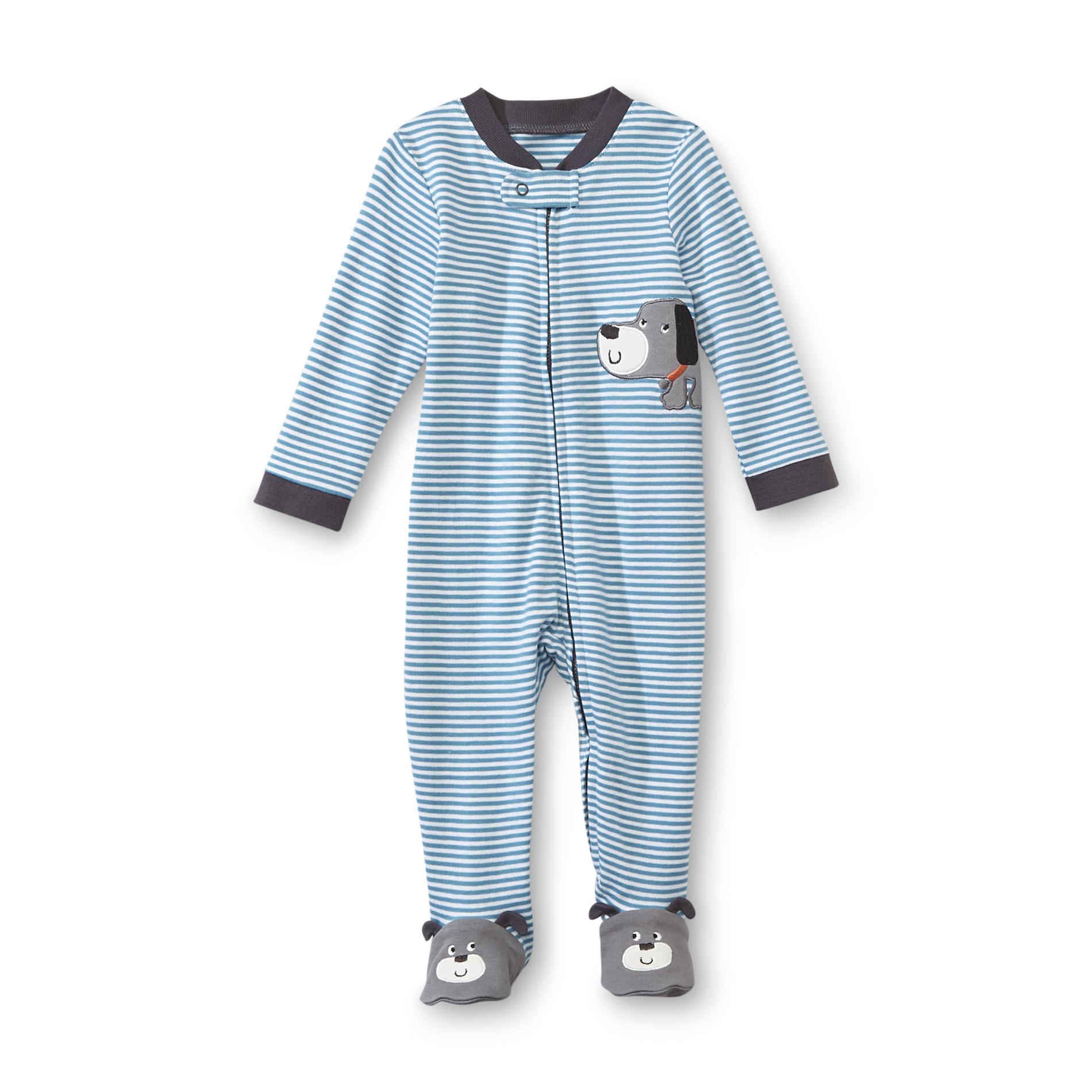 Small Wonders Newborn Boy's Striped Sleeper Pajamas - Dog