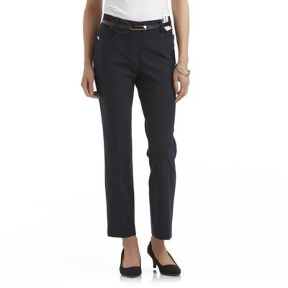 Covington Petite's Flat Front Mid-rise Pants & Skinny Belt