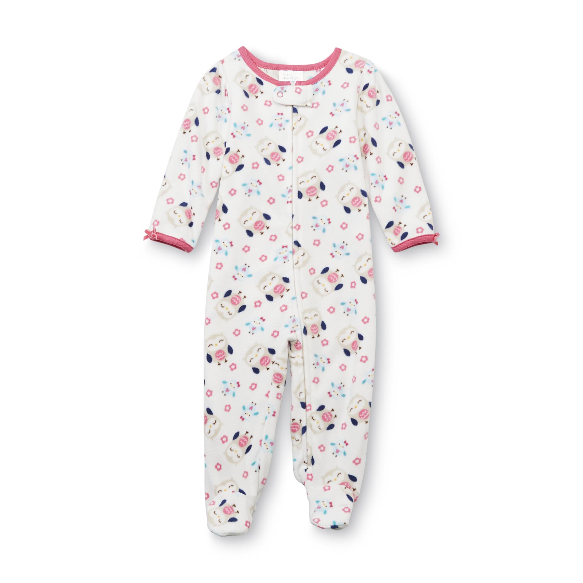 Little Wonders Newborn Girl's Fleece Sleeper Pajamas - Owls