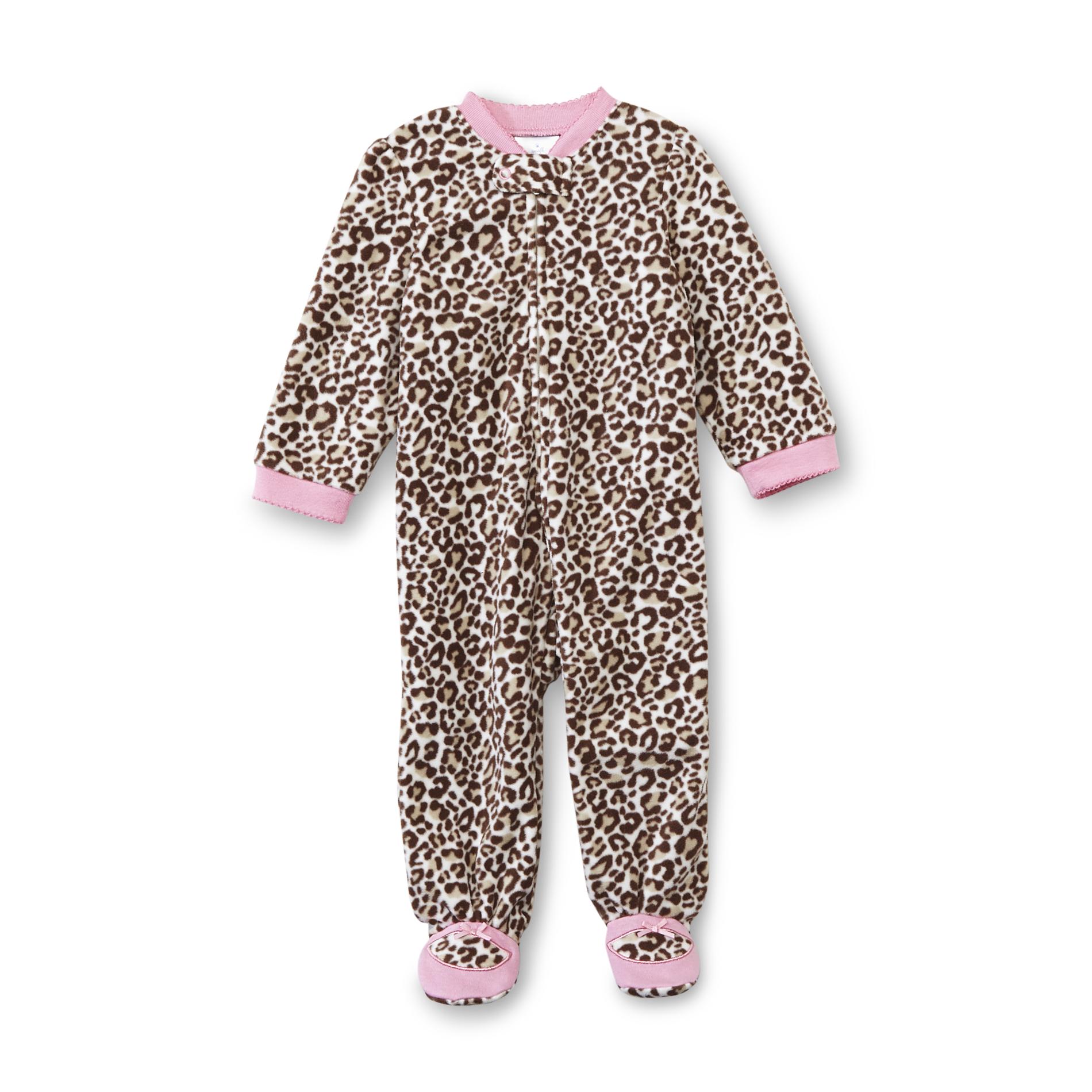 Small Wonders Newborn Girl's Footed Pajamas - Leopard Print