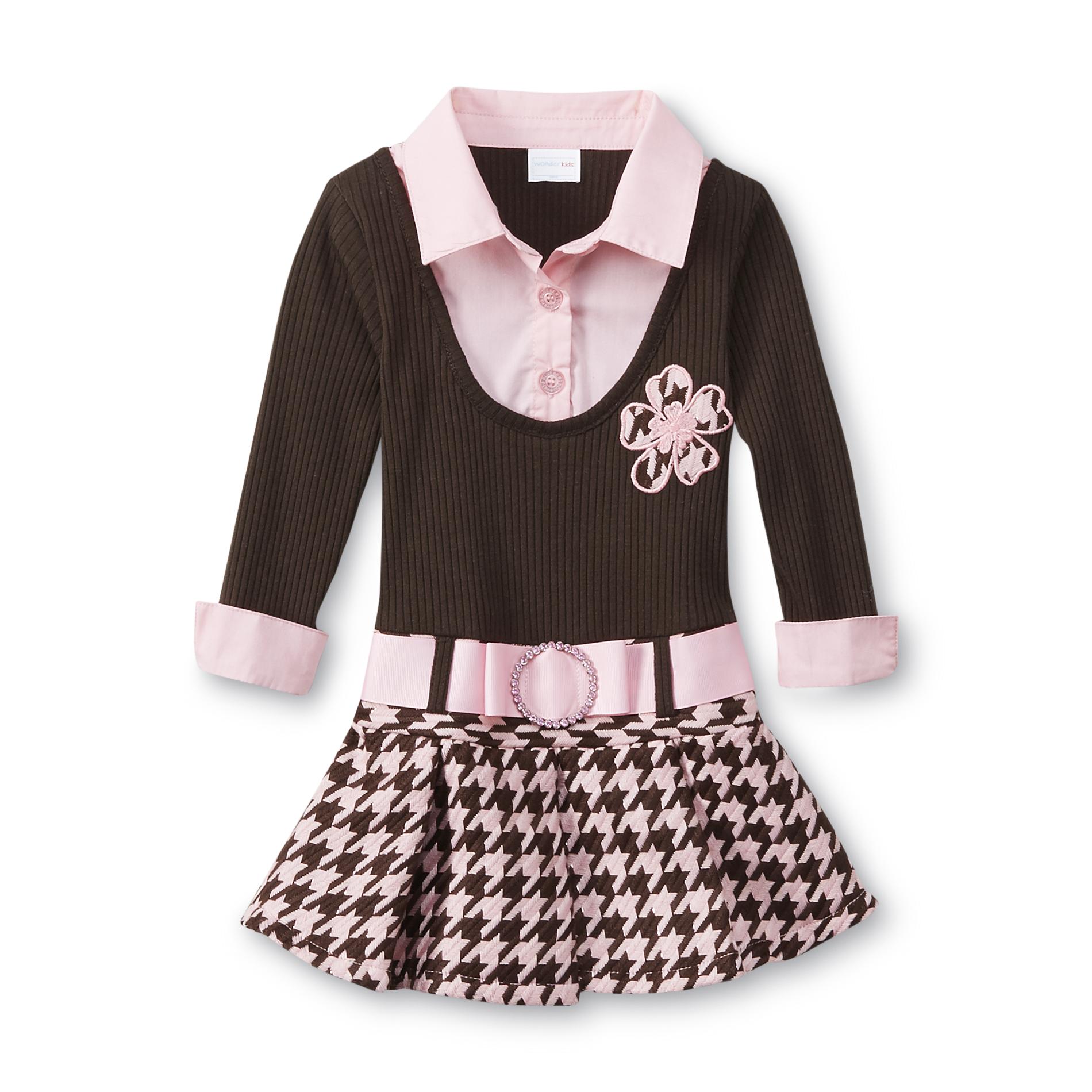 WonderKids Infant & Toddler Girl's Collared Dress - Houndstooth Check