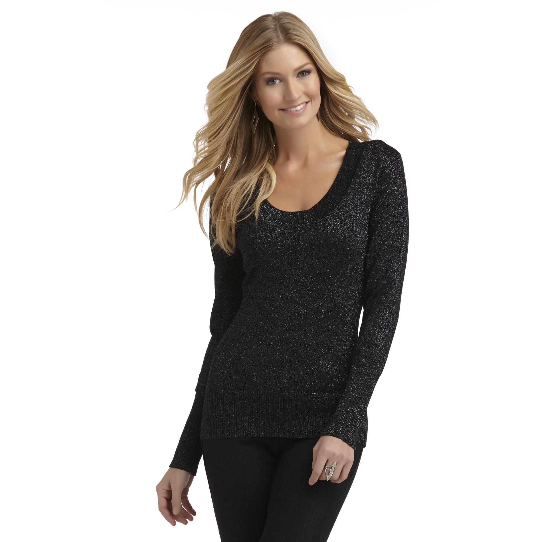 Attention Women's Sparkly Scoop Neck Sweater