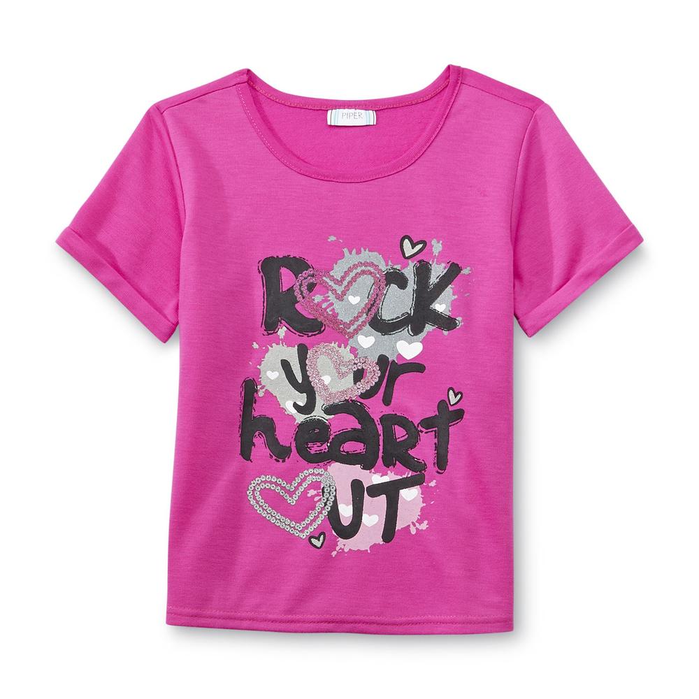 Piper Girl's Short-Sleeve Pajama Top & Pants - Rock Your Heart Out