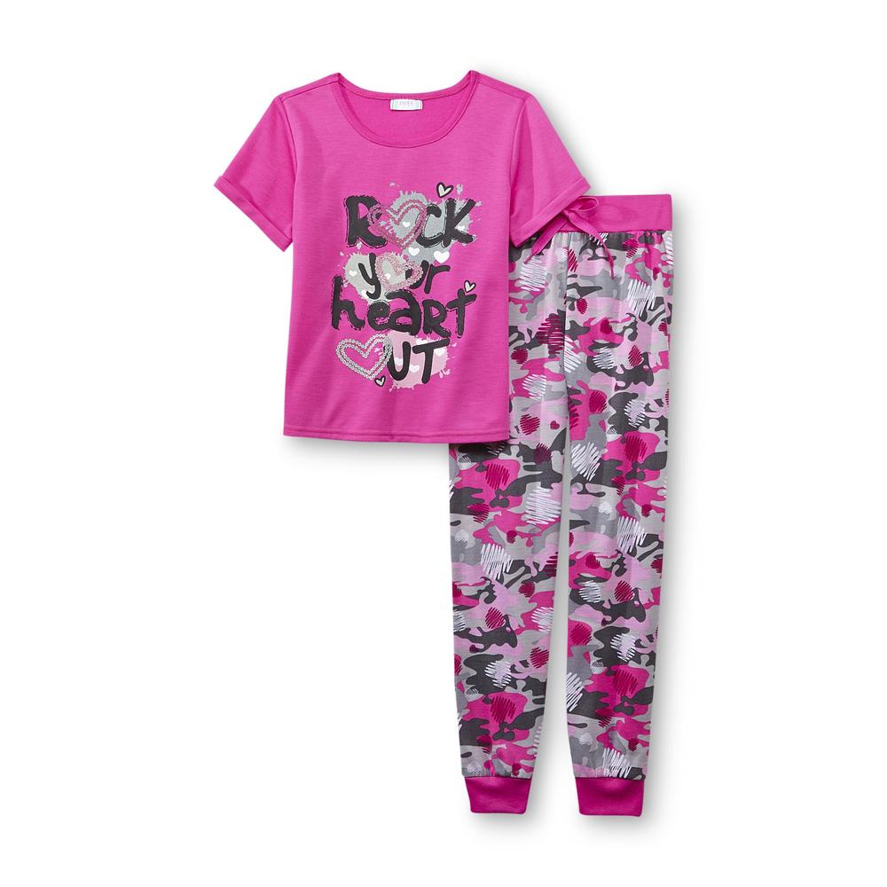 Piper Girl's Short-Sleeve Pajama Top & Pants - Rock Your Heart Out