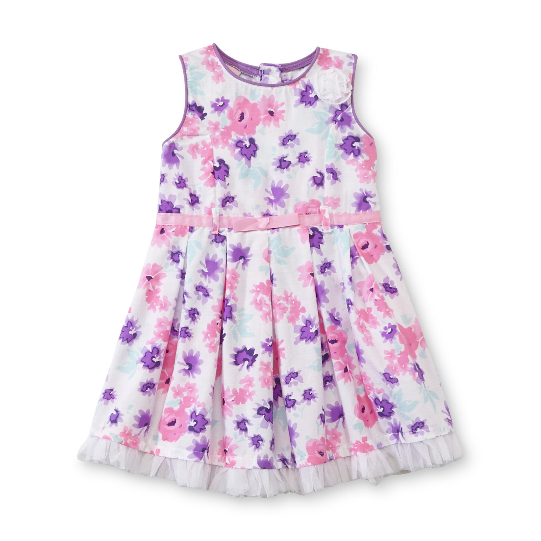 Little Lass Infant Girl's Pleated Dress - Floral