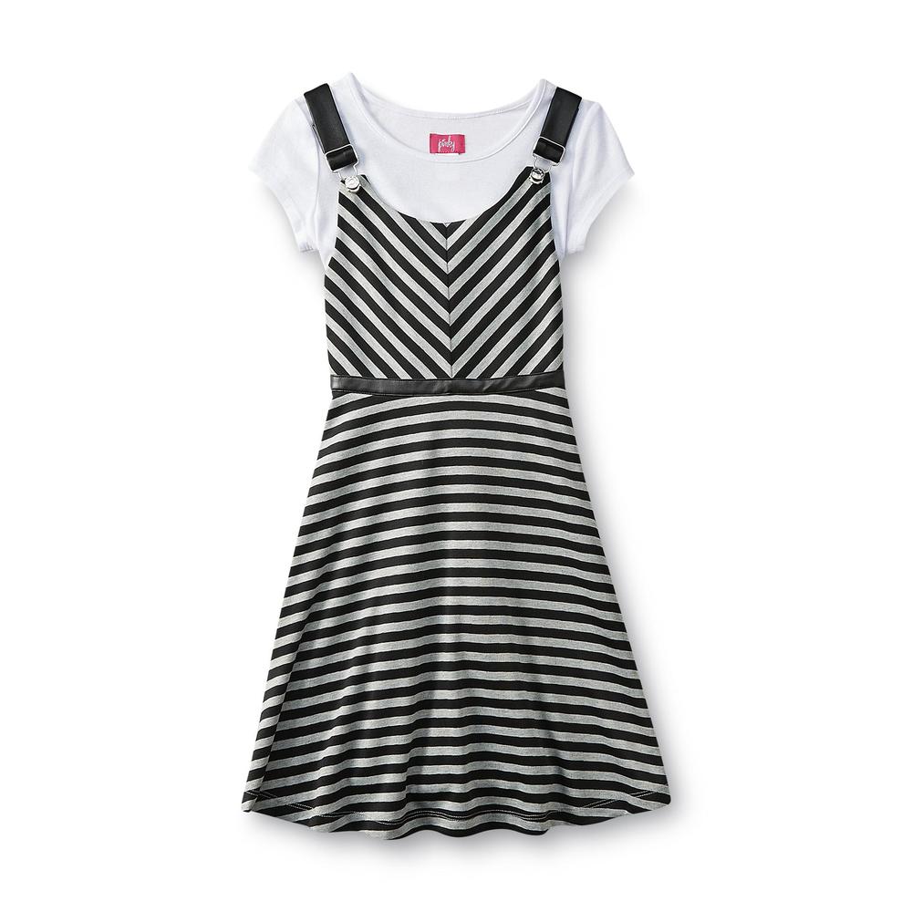 Pinky Girl's Top & Overall Dress - Striped