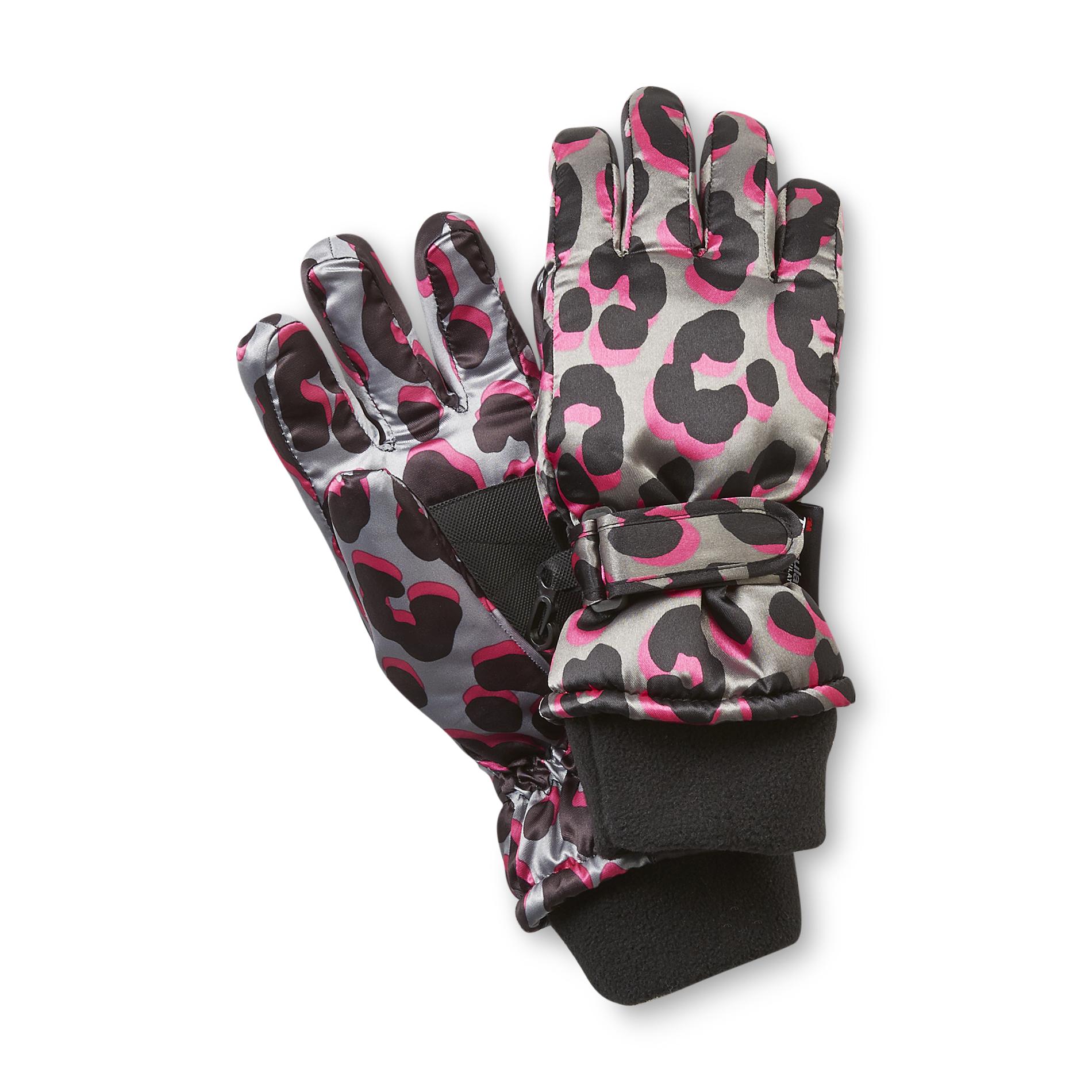 Athletech Girl's Tusser Ski Gloves - Leopard Print