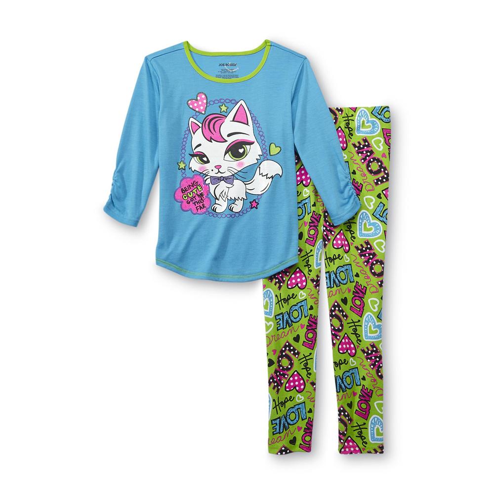 Joe Boxer Girl's Long-Sleeve Pajama Top & Pants - Cute Cat