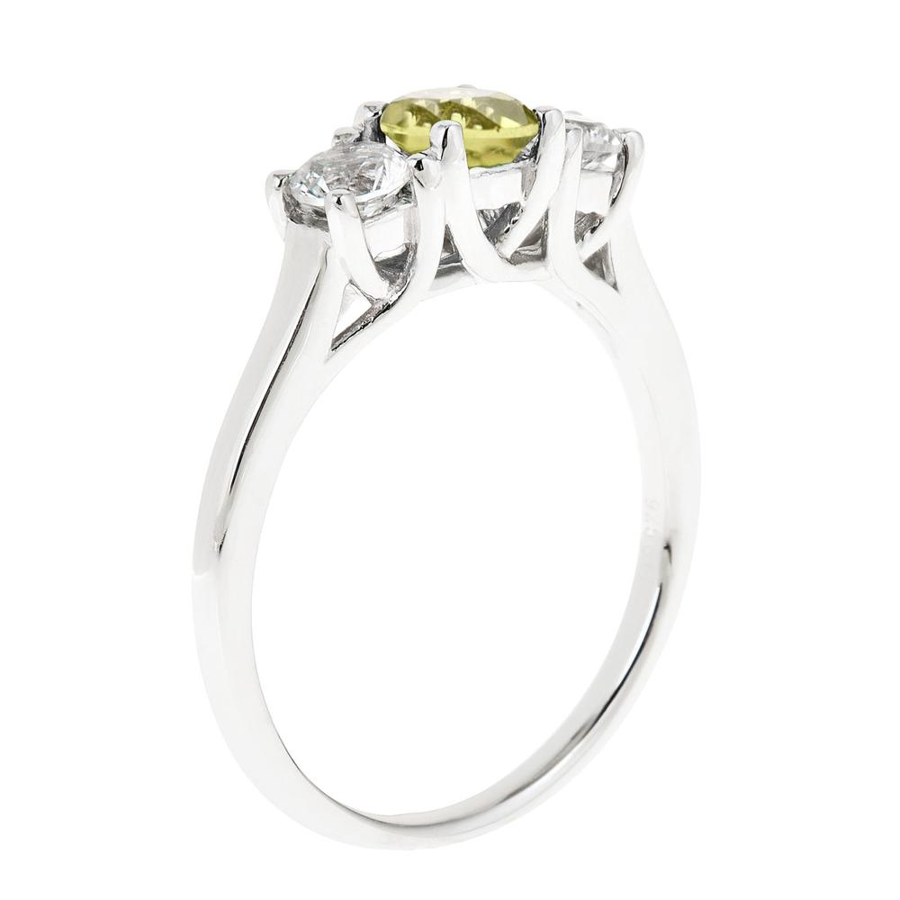 Sterling silver 5mm round peridot and white topaz ring