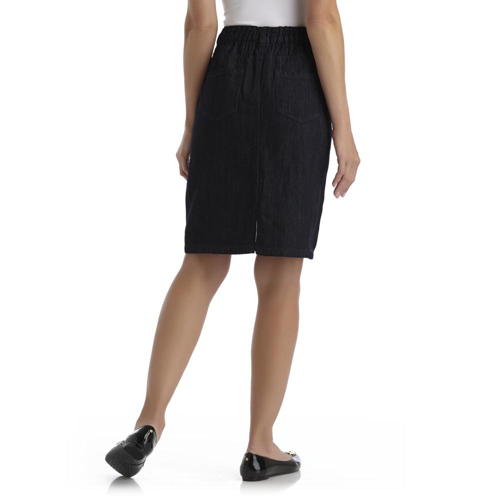 Basic Editions Women's Comfort-Waist Denim Skirt