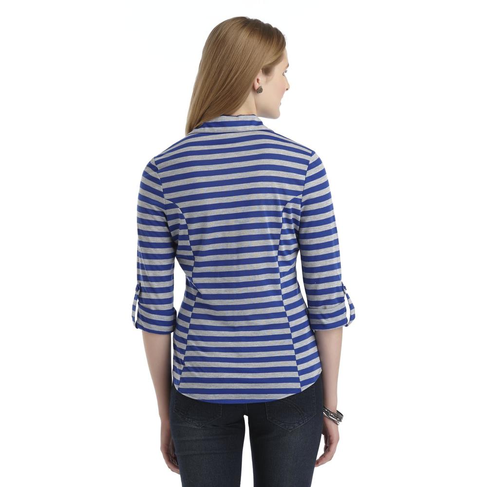 Almost Famous Junior's High-Low Top - Striped