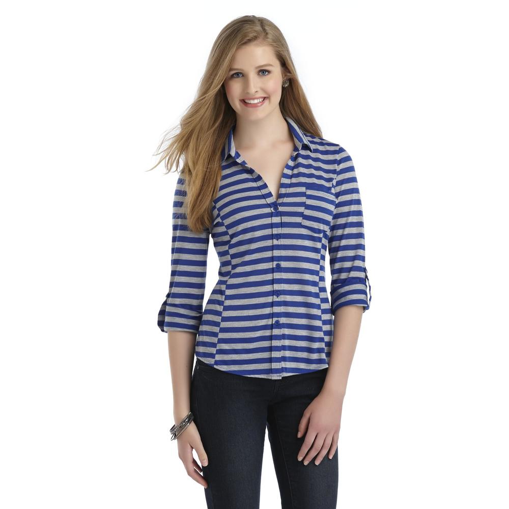 Almost Famous Junior's High-Low Top - Striped