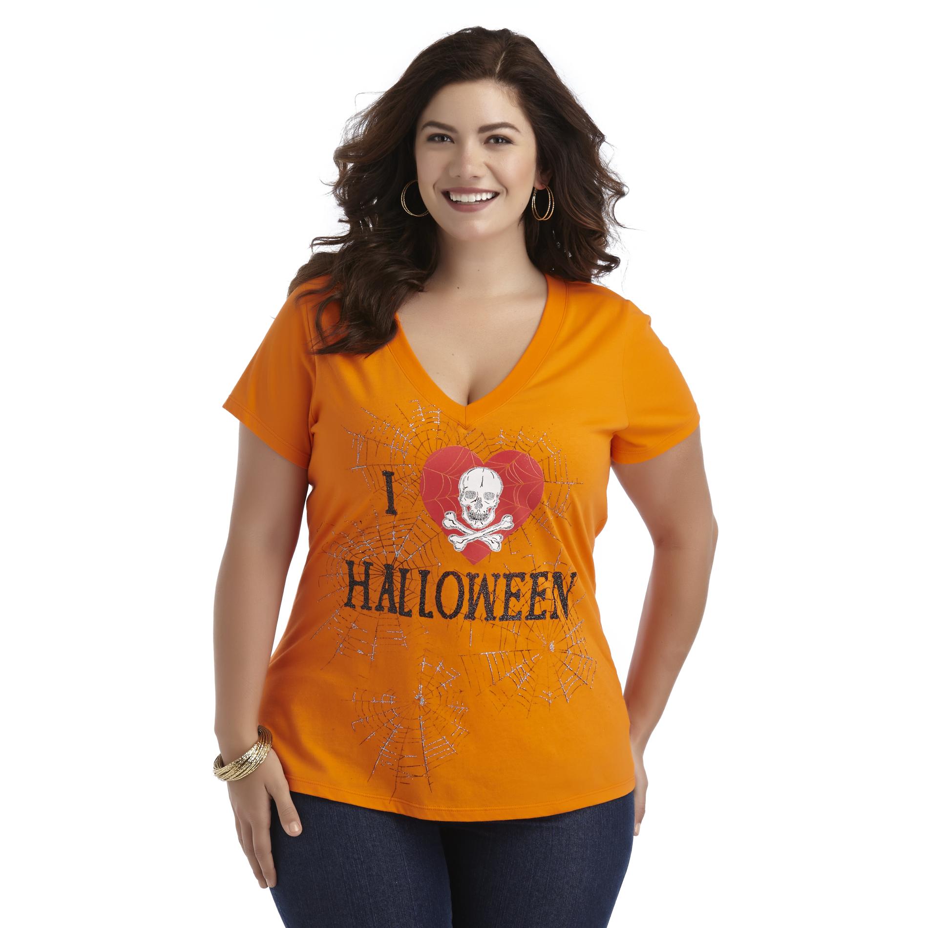 Junior's Plus Graphic T-Shirt - I Love Halloween