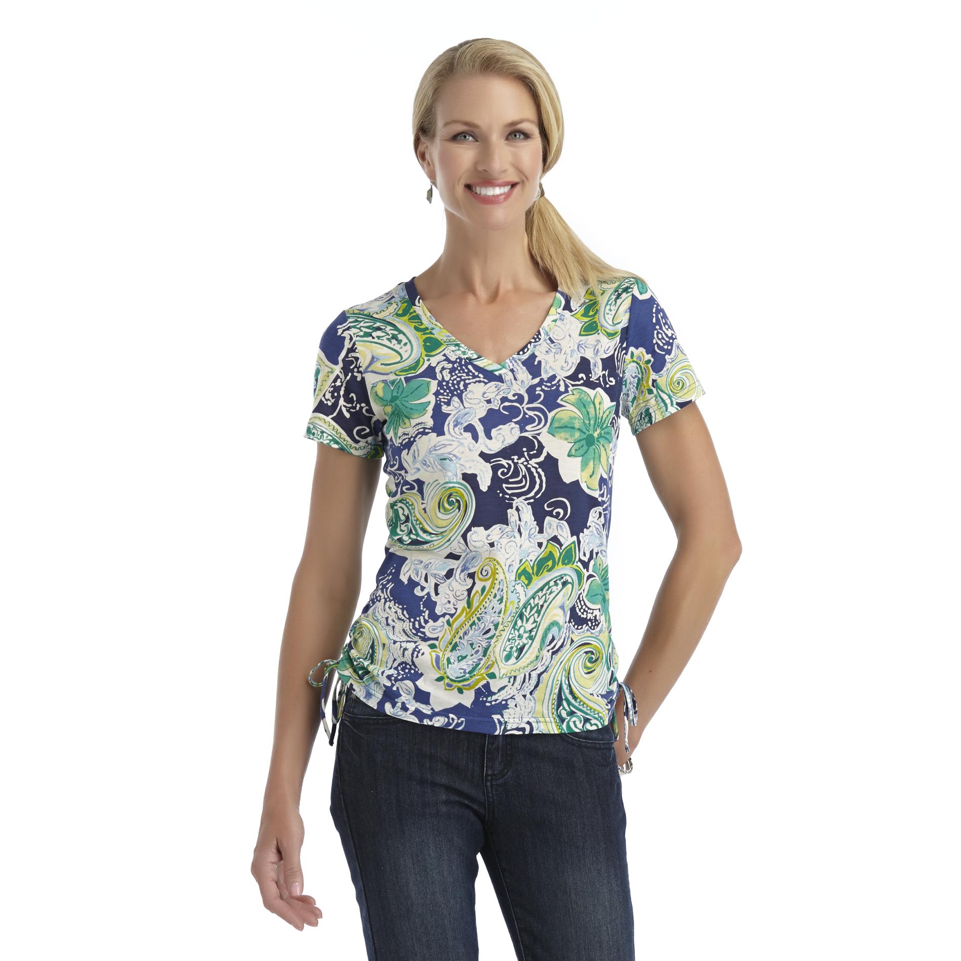 Basic Editions Women's Short-Sleeve Top - Floral Print