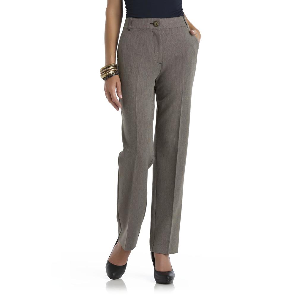 Laura Scott Women's Flat Front Dress Pants - Micro Check