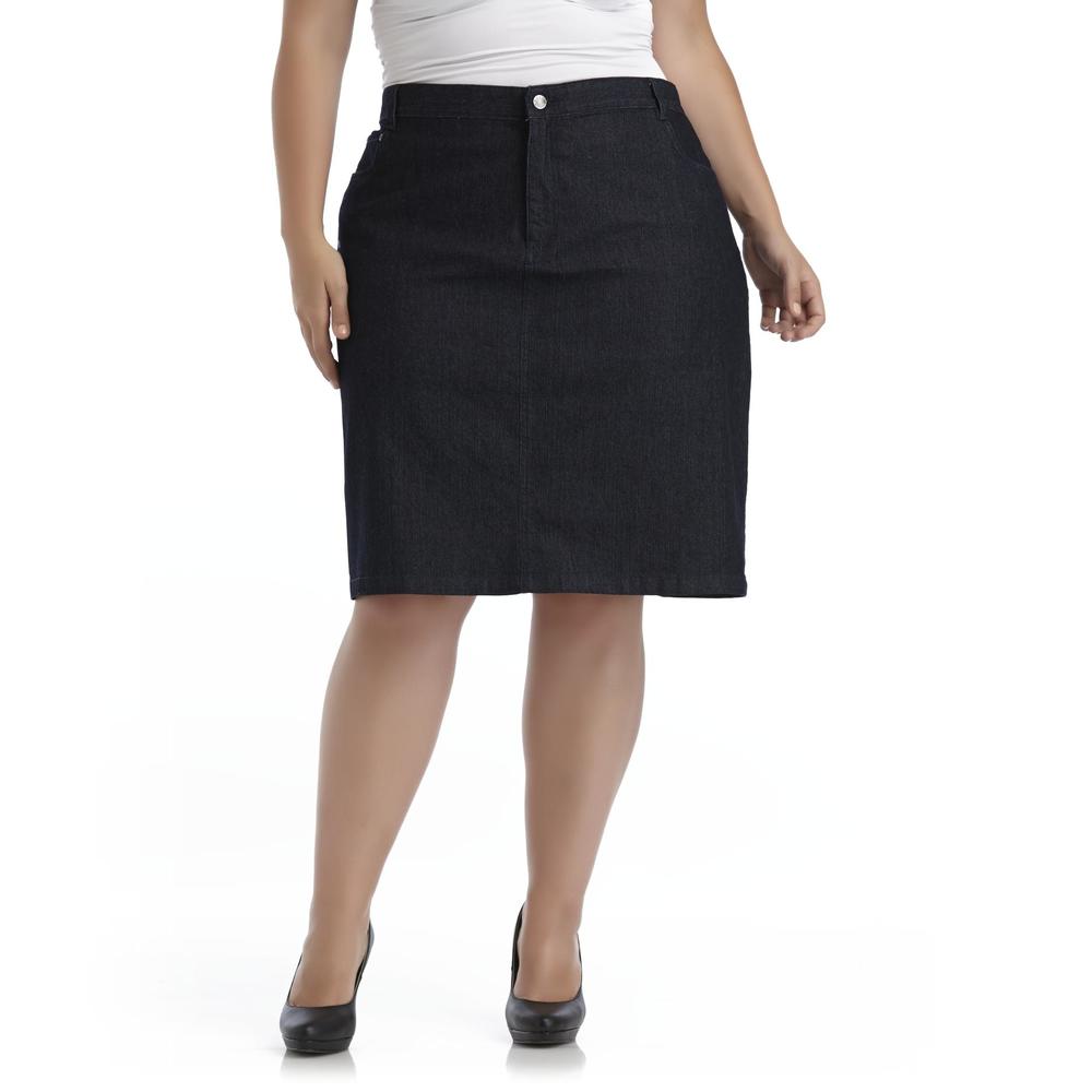 Basic Editions Women's Plus Denim Skirt
