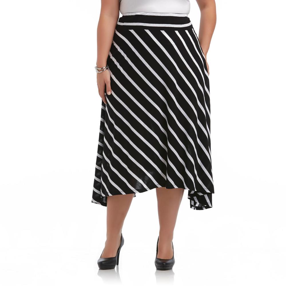 Beverly Drive Women's Plus Sharkbite Skirt - Striped