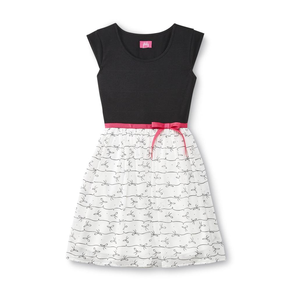 Pinky Girl's Sleeveless Skater Dress - Bow Print