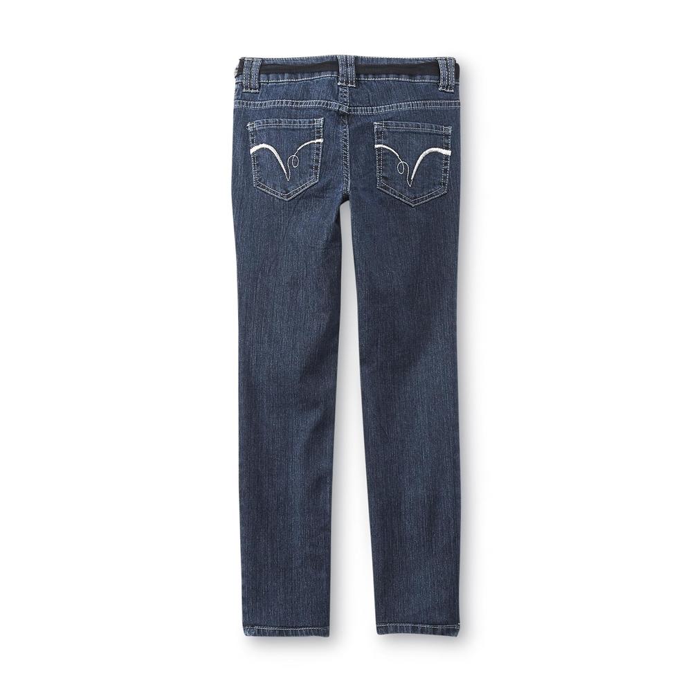Piper Girl's Belted Rhinestone Skinny Jeans