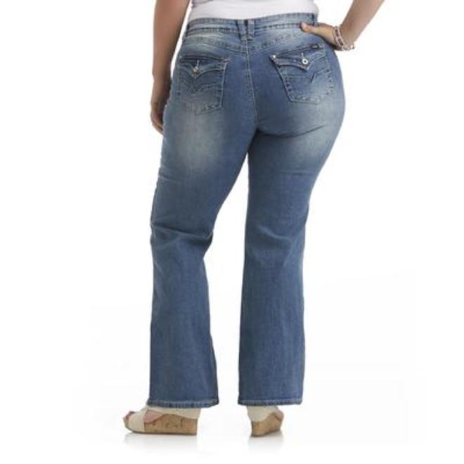 Angels Women’s Plus PorkChop Pocket Flare Jeans