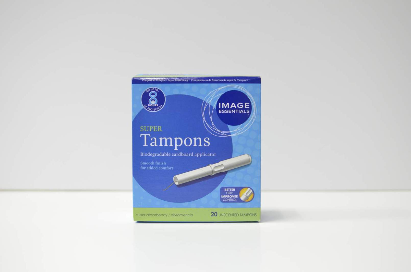 Image Essentials Super Tampons with Flushable Cardboard Applicator 20 ct. Image Essentials Super Tampons with Flushable Cardboard Applicator 20 ct.