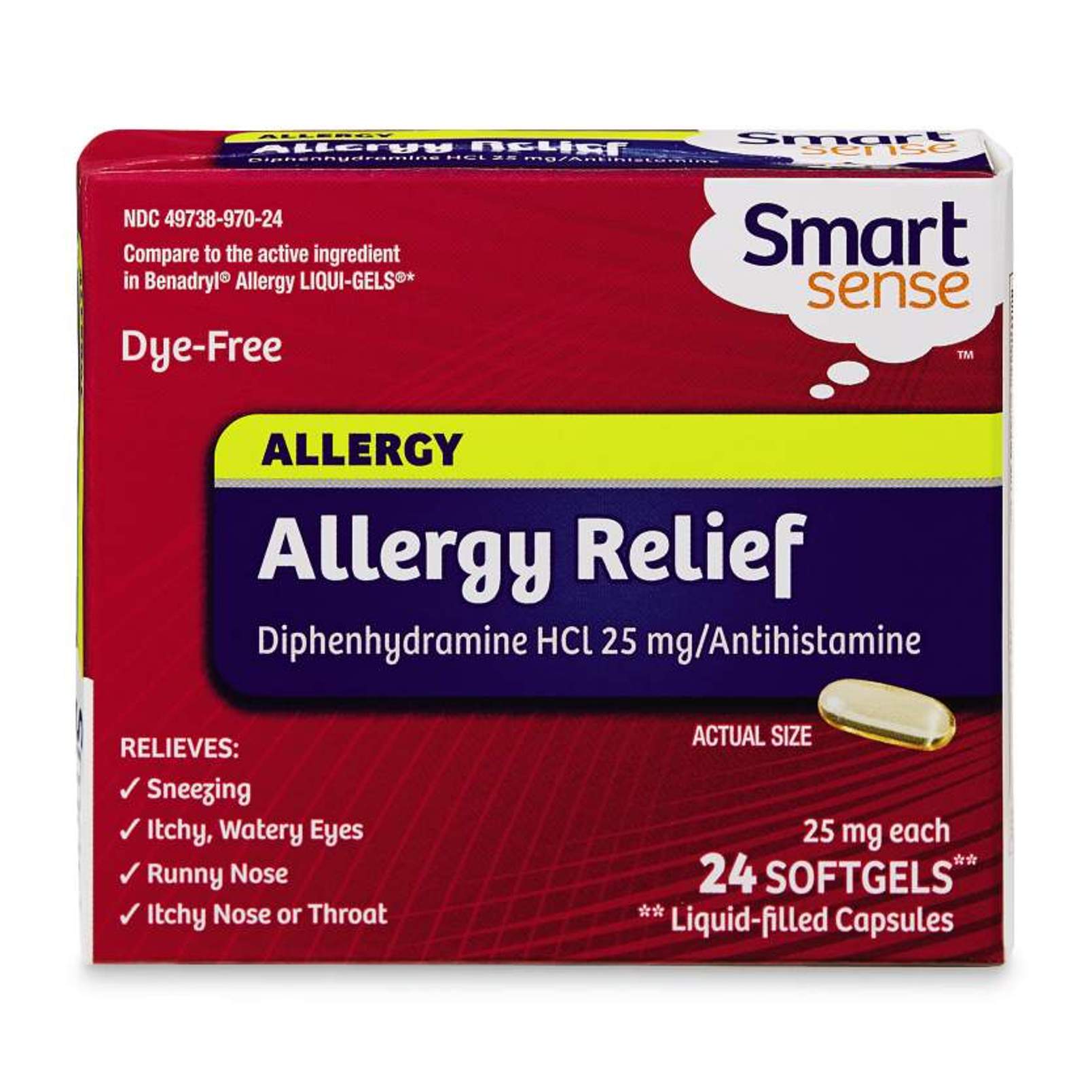 Allergy Soft Gels Dye Free 24 Tablets, Size: 1 pk. Allergy Soft Gels Dye Free 24 Tablets, Size: 1 pk.