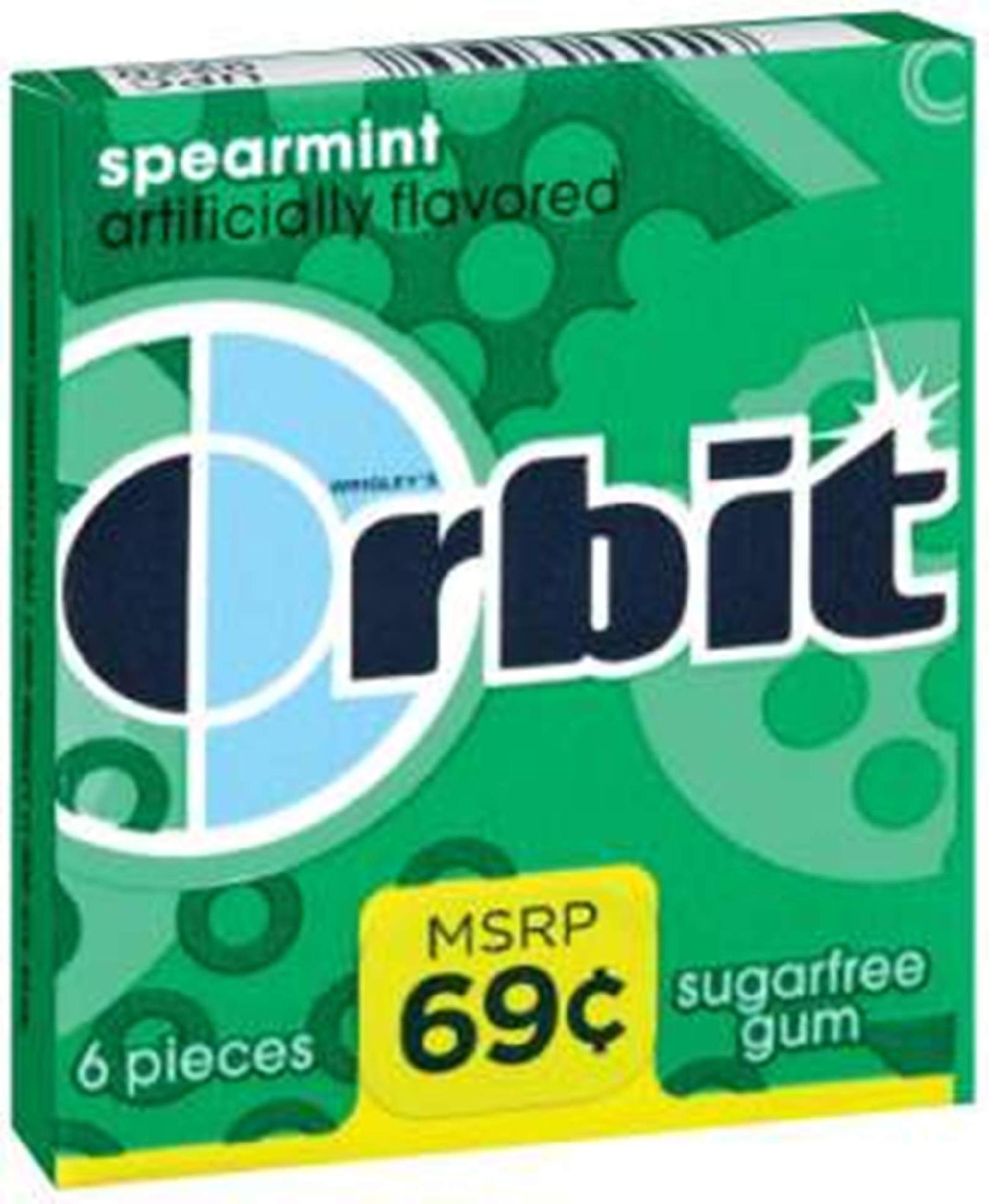 Orbit Spearmint Sugarfree Gum, 6 Pieces