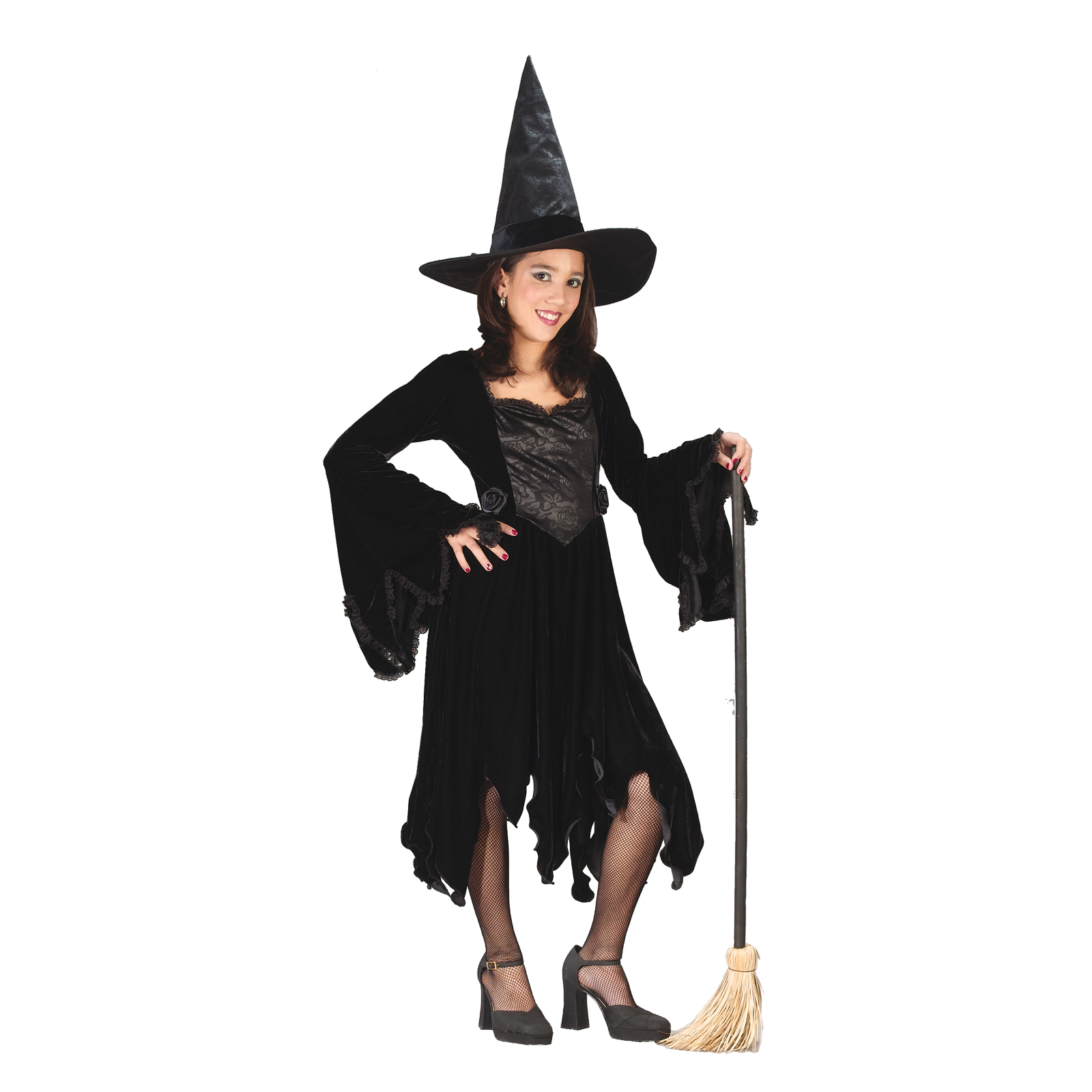 Girls Velvet Witch Black Halloween Costume