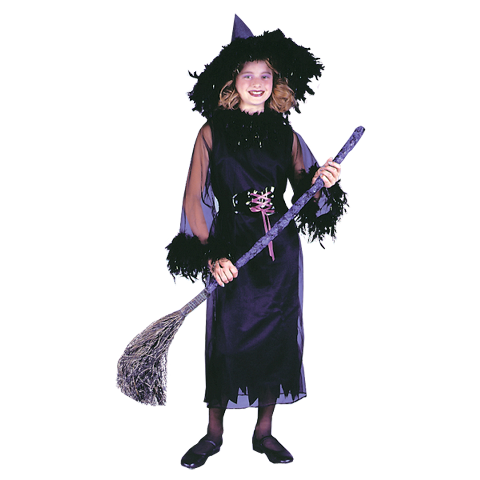 Girls Feather Witch Black Halloween Costume