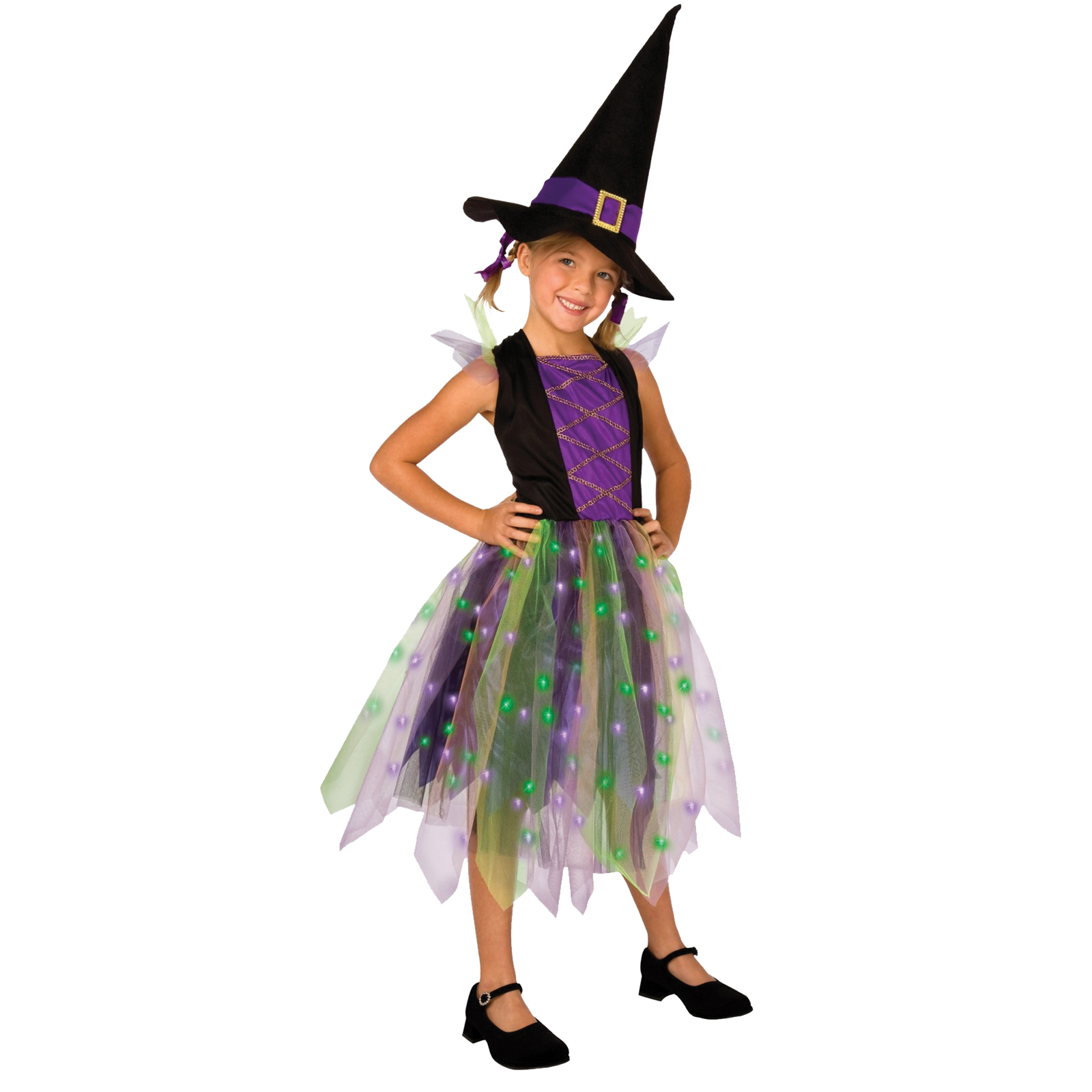 Girls Light-Up Rainbow Witch Halloween Costume