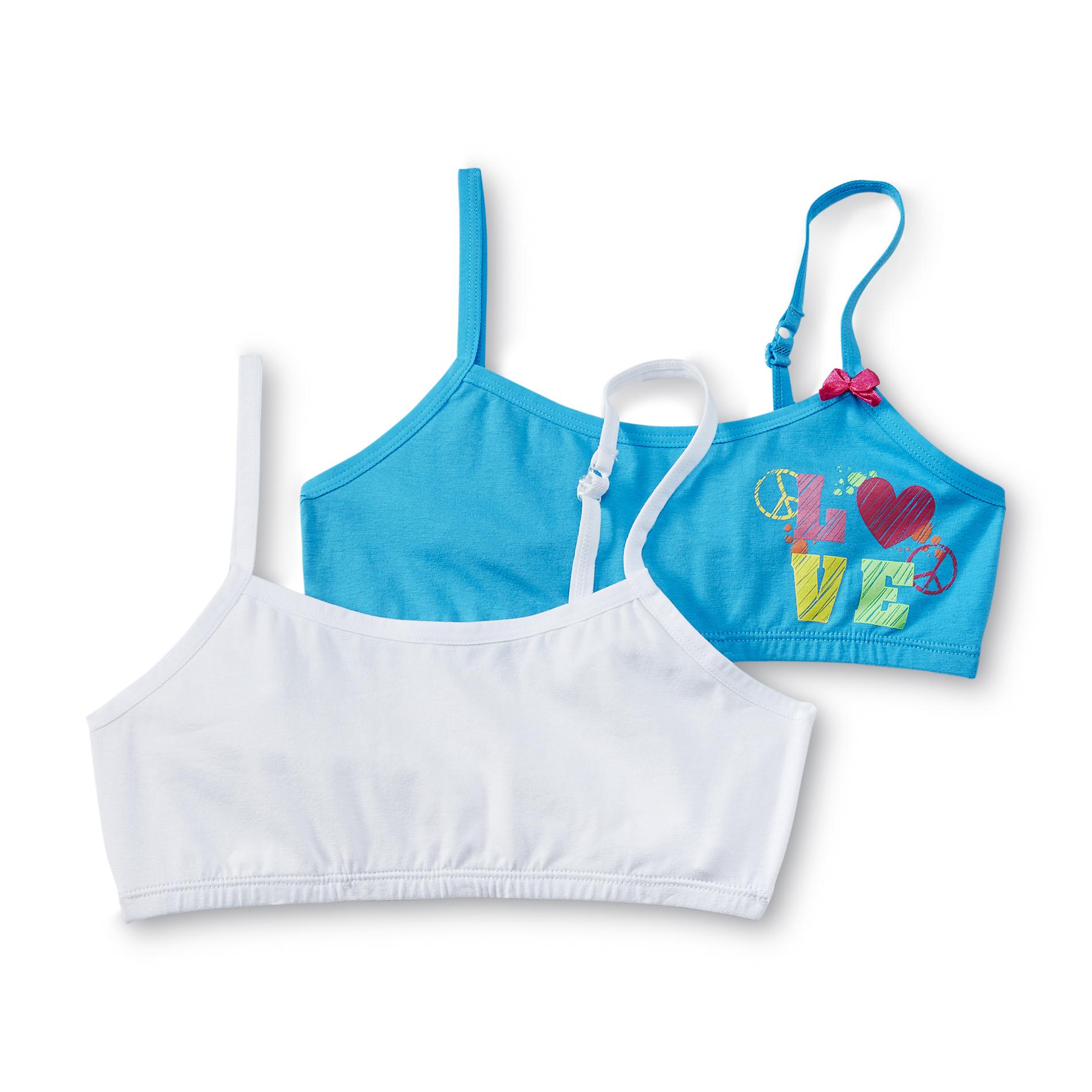 Joe Boxer Girl's 2-Pack Bralette Bras, Size: Small, Blue/White Joe Boxer Girl's 2-Pack Bralette Bras, Size: Small, Blue/White