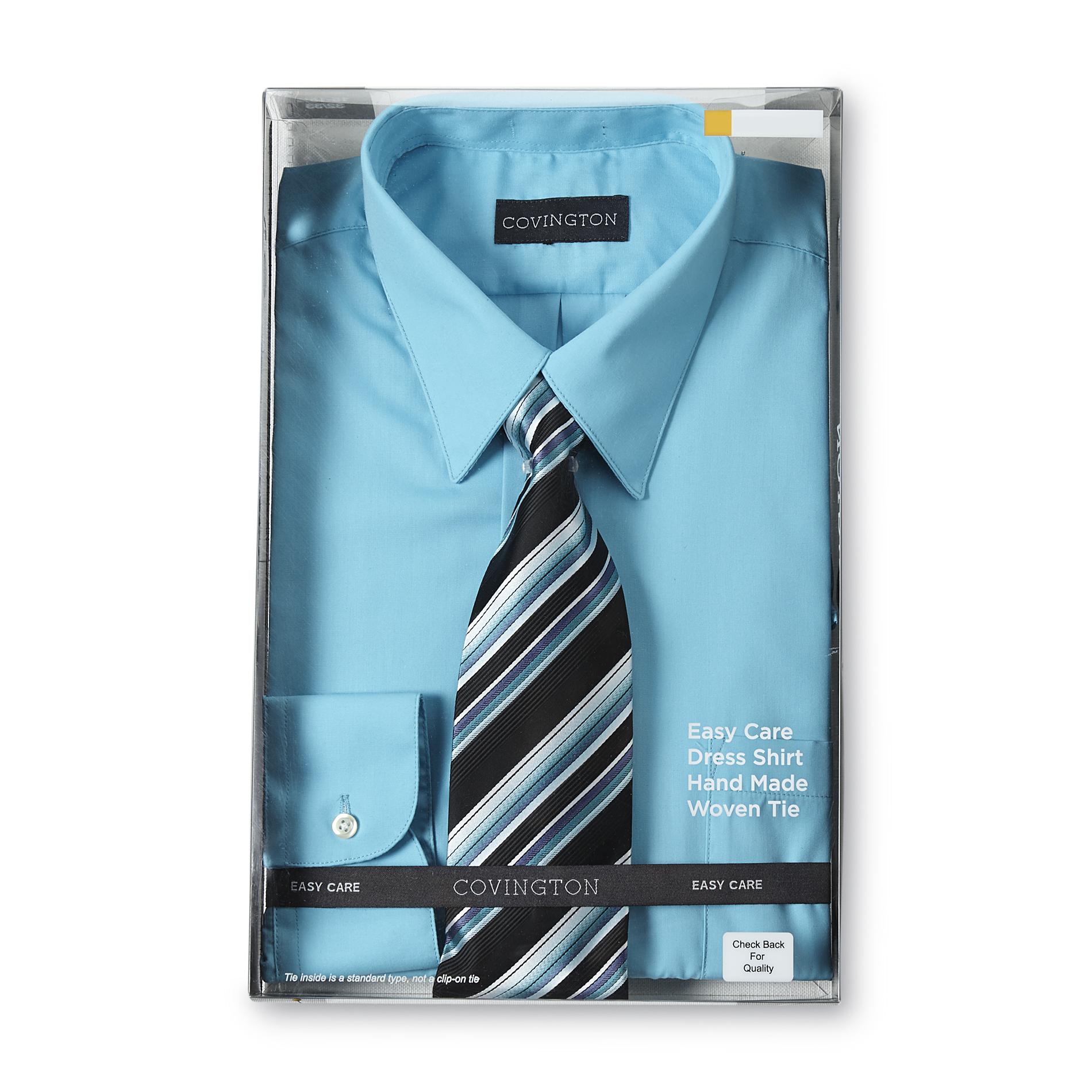 Covington Men's Dress Shirt & Striped Tie Set