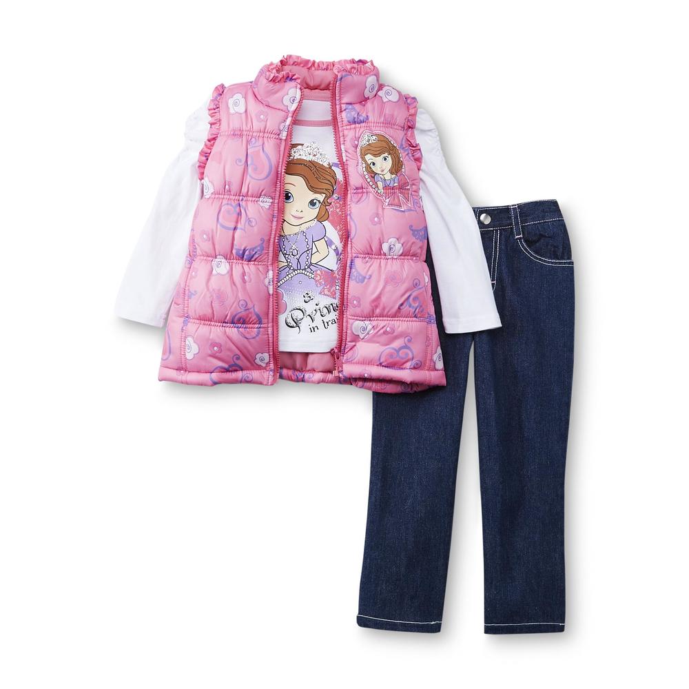 Disney Sofia the First Toddler Girl's Vest  T-Shirt & Jeans