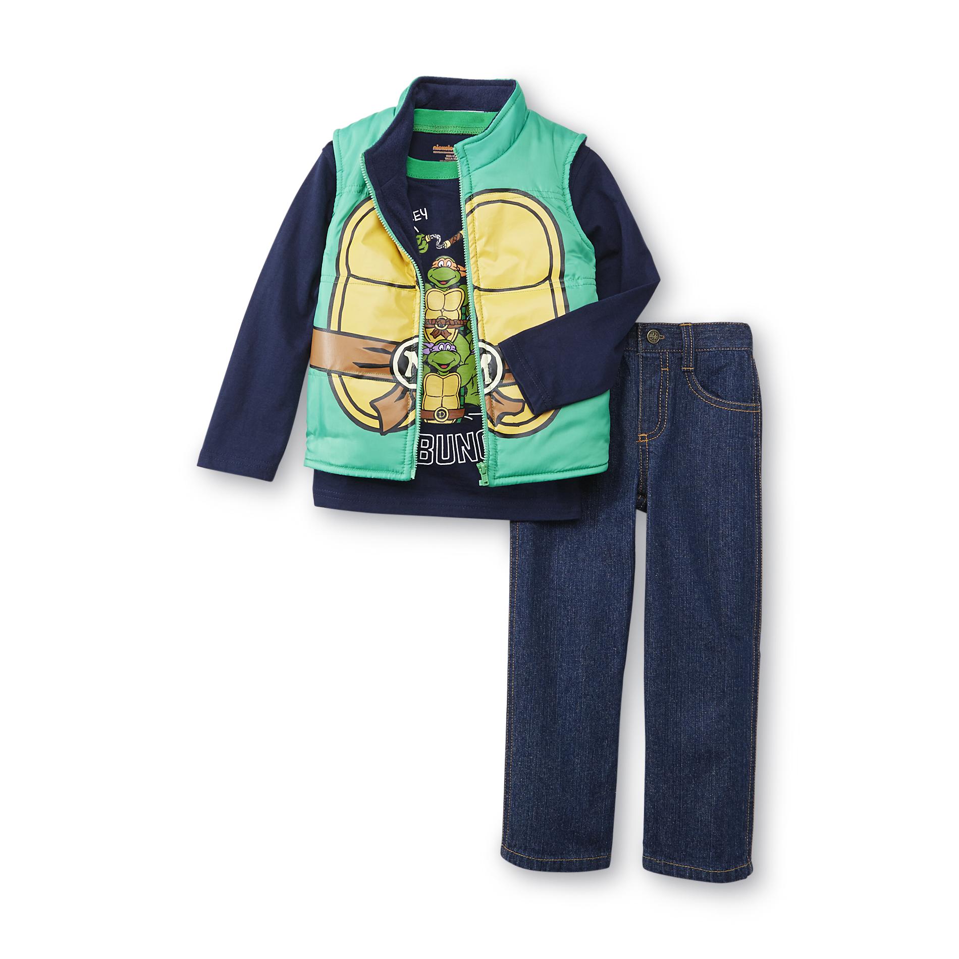 Nickelodeon Teenage Mutant Ninja Turtles Toddler Boy's Insulated Vest  T-Shirt & Jeans