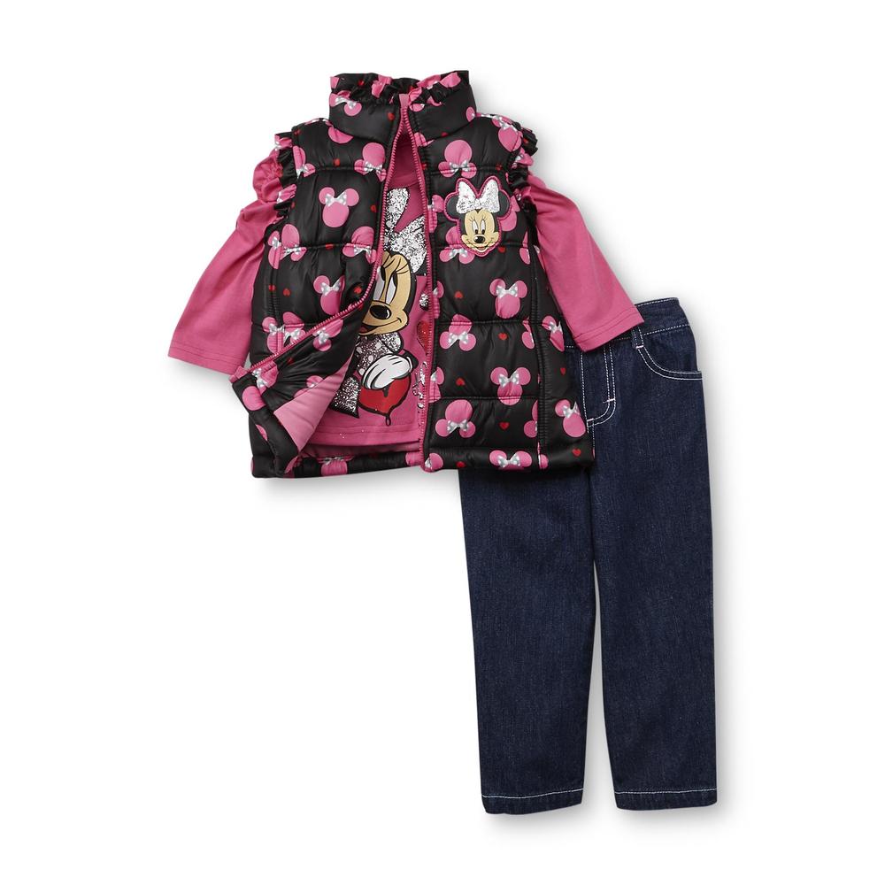 Disney Minnie Mouse Infant & Toddler Girl's Vest  T-Shirt & Jeans