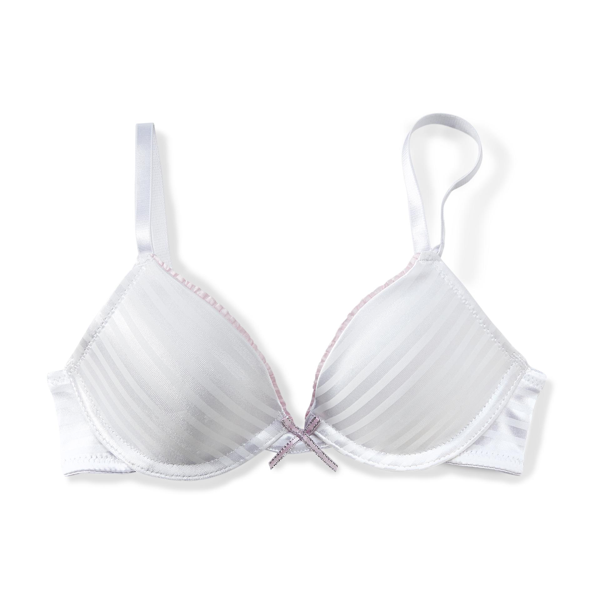 Joe Boxer Girl's Padded Bra - Striped, Size: 30, White/Silver Joe Boxer Girl's Padded Bra - Striped, Size: 30, White/Silver